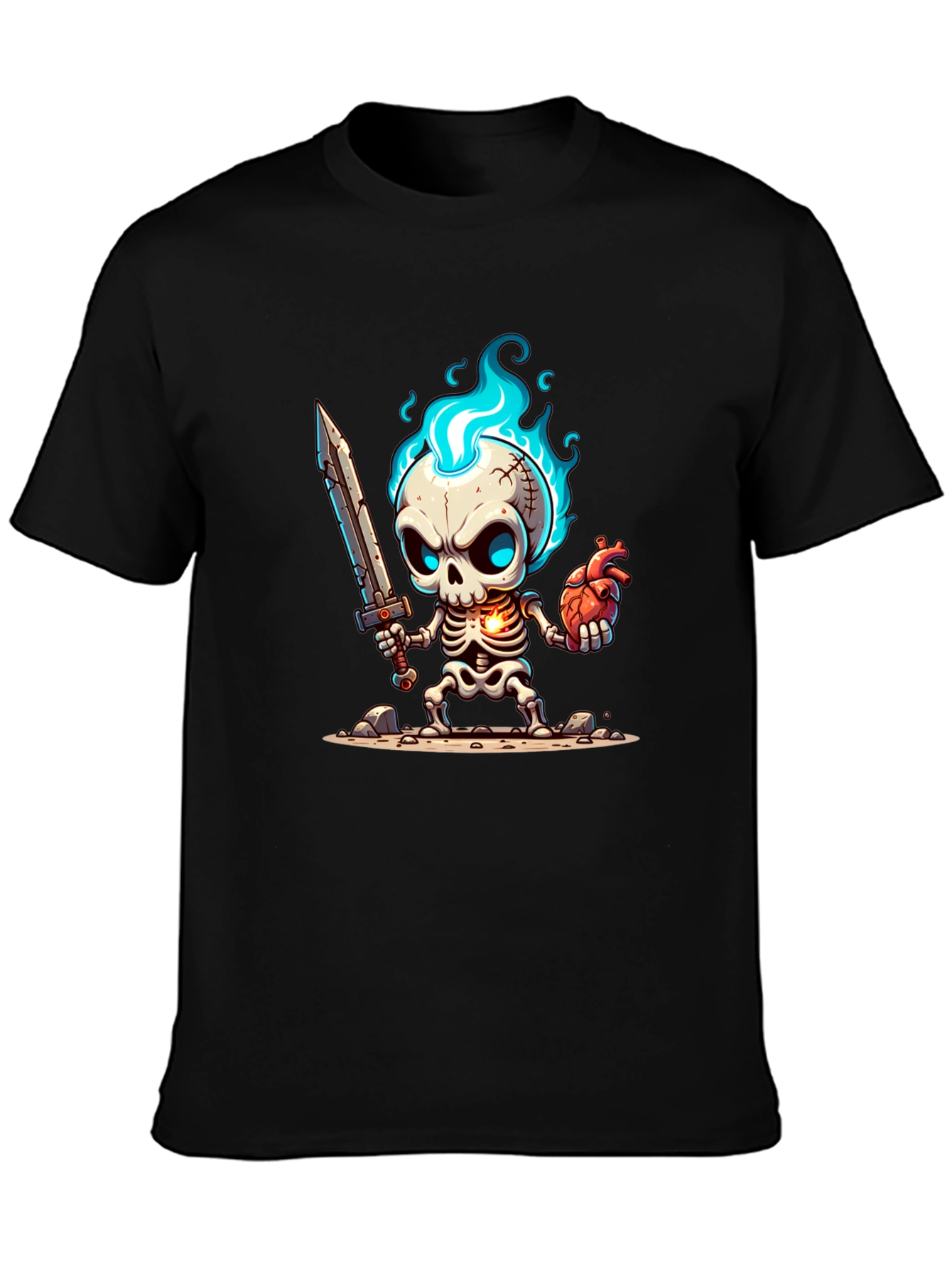 Cartoon Skeleton Warrior Graphic Tee