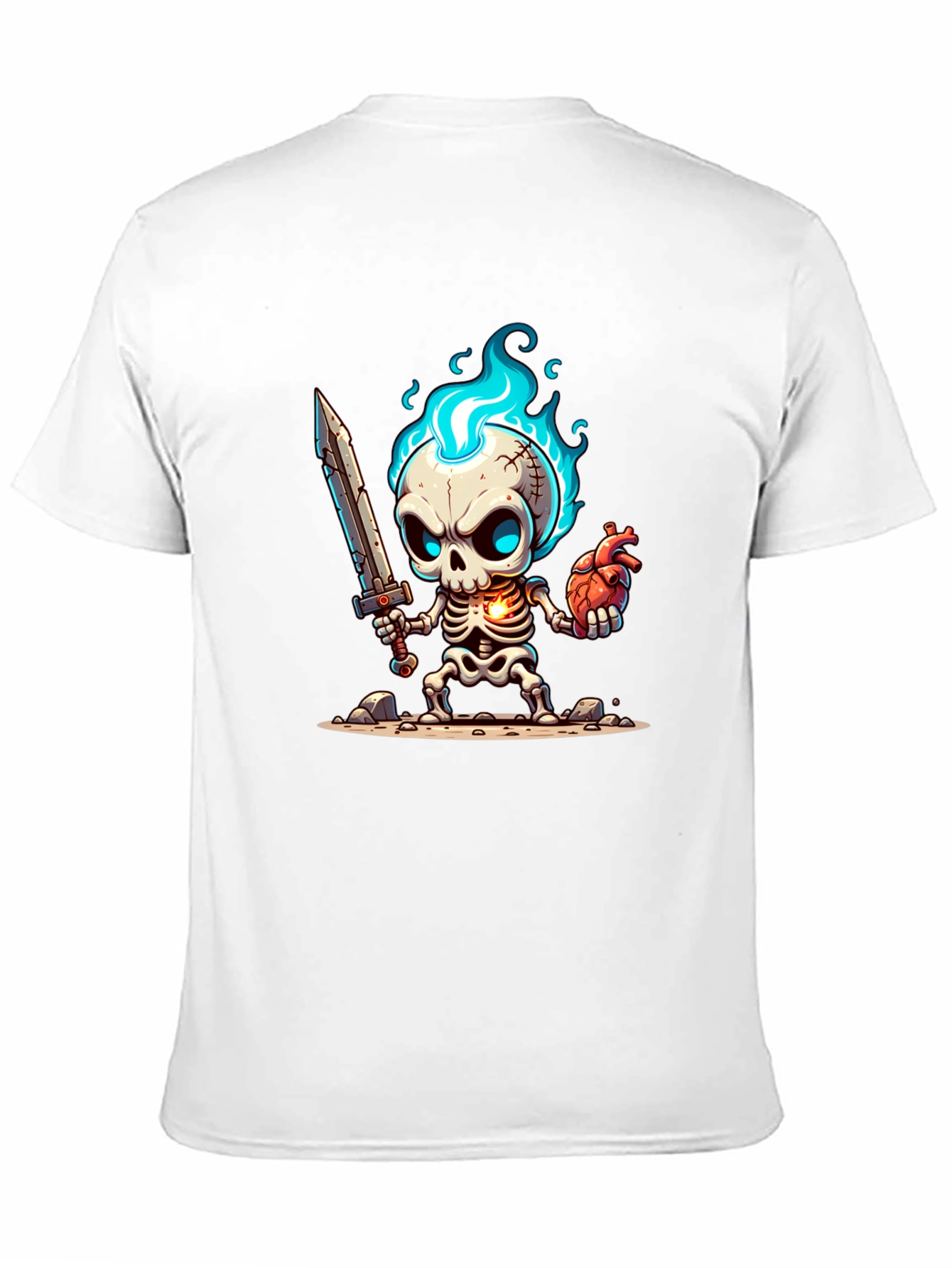 Cartoon Skeleton Warrior Graphic Tee