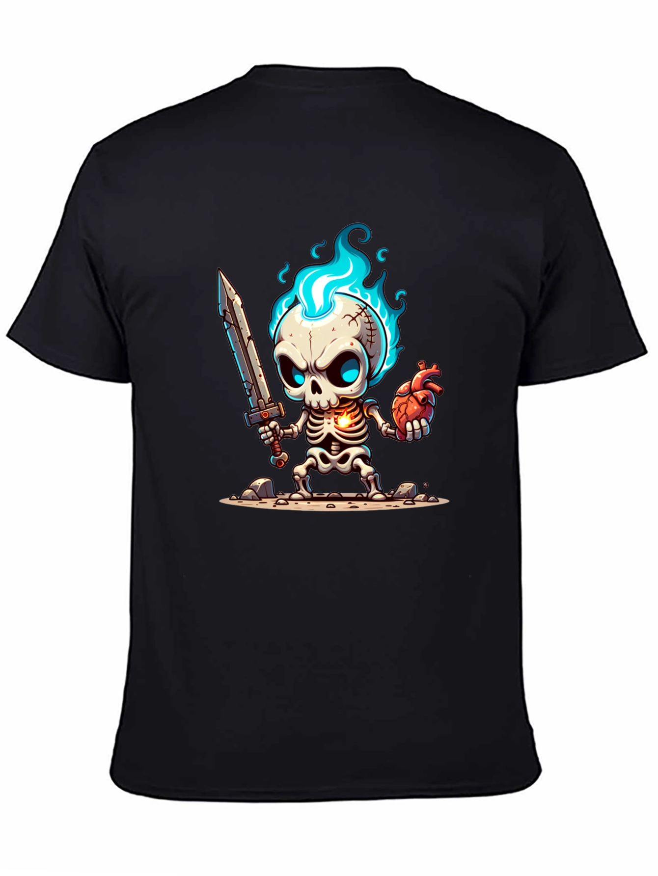 Cartoon Skeleton Warrior Graphic Tee
