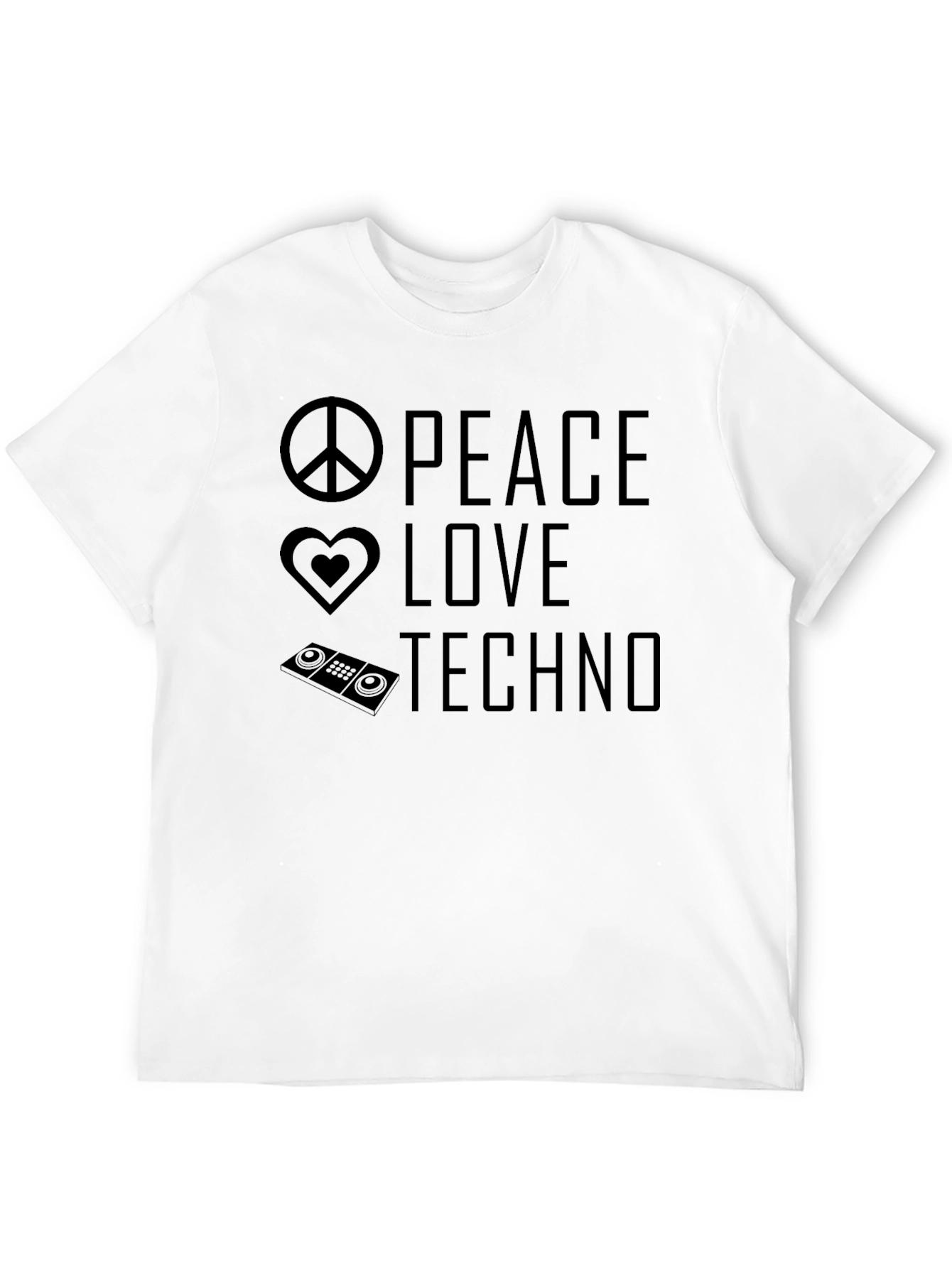 Peace Love Techno Graphic Tee - Black T-Shirt