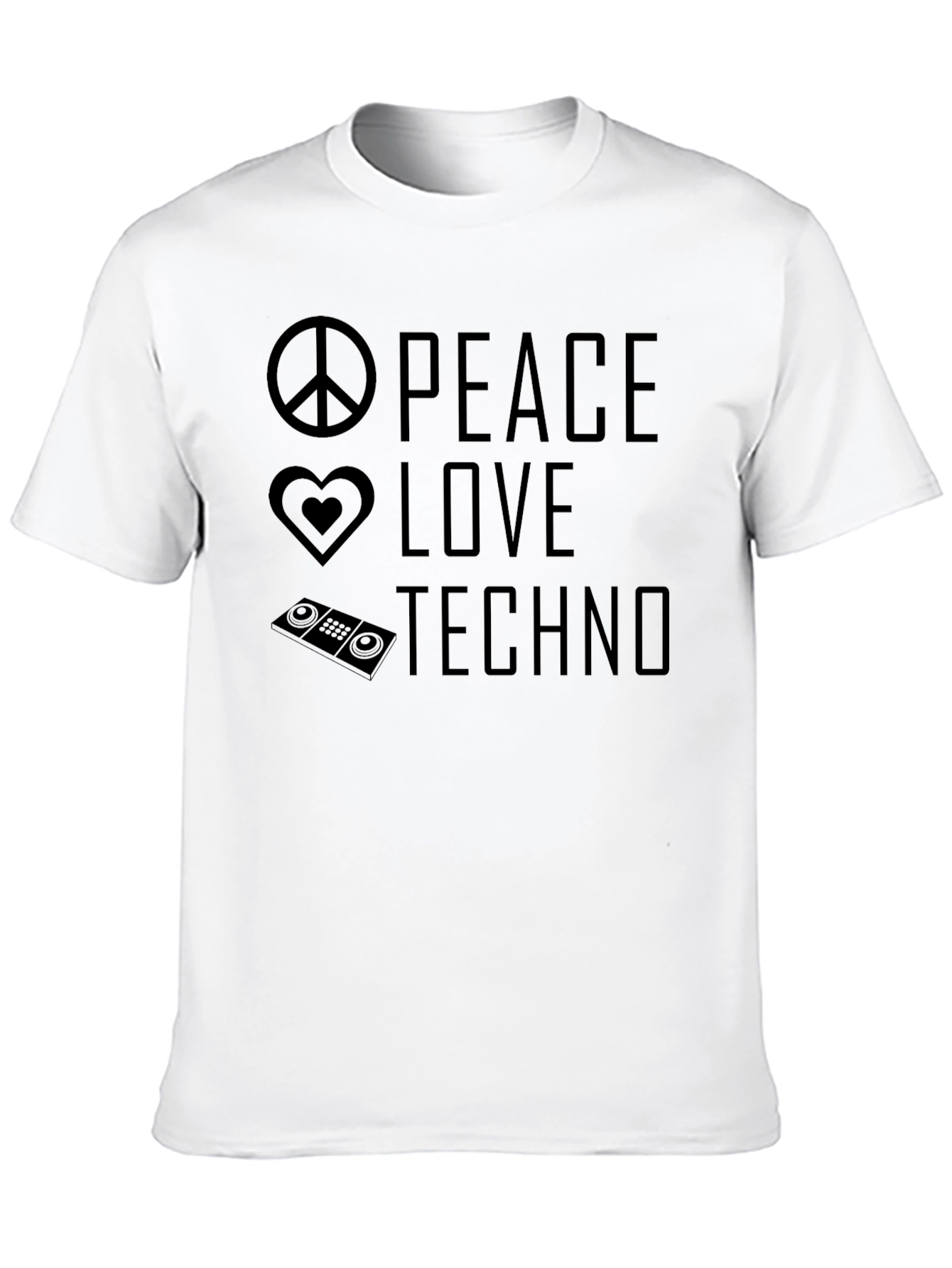 Peace Love Techno Graphic Tee - Black T-Shirt