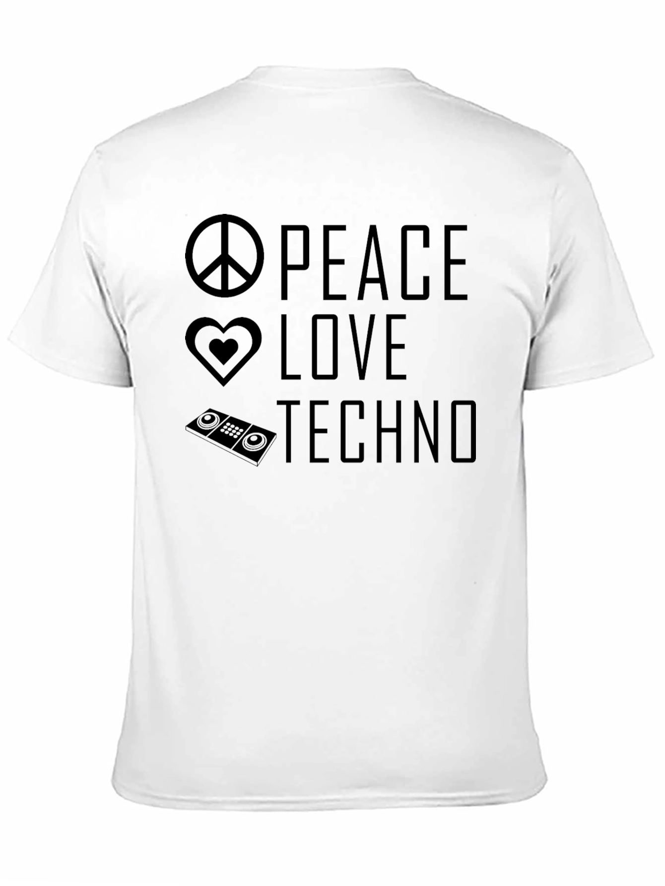 Peace Love Techno Graphic Tee - Black T-Shirt