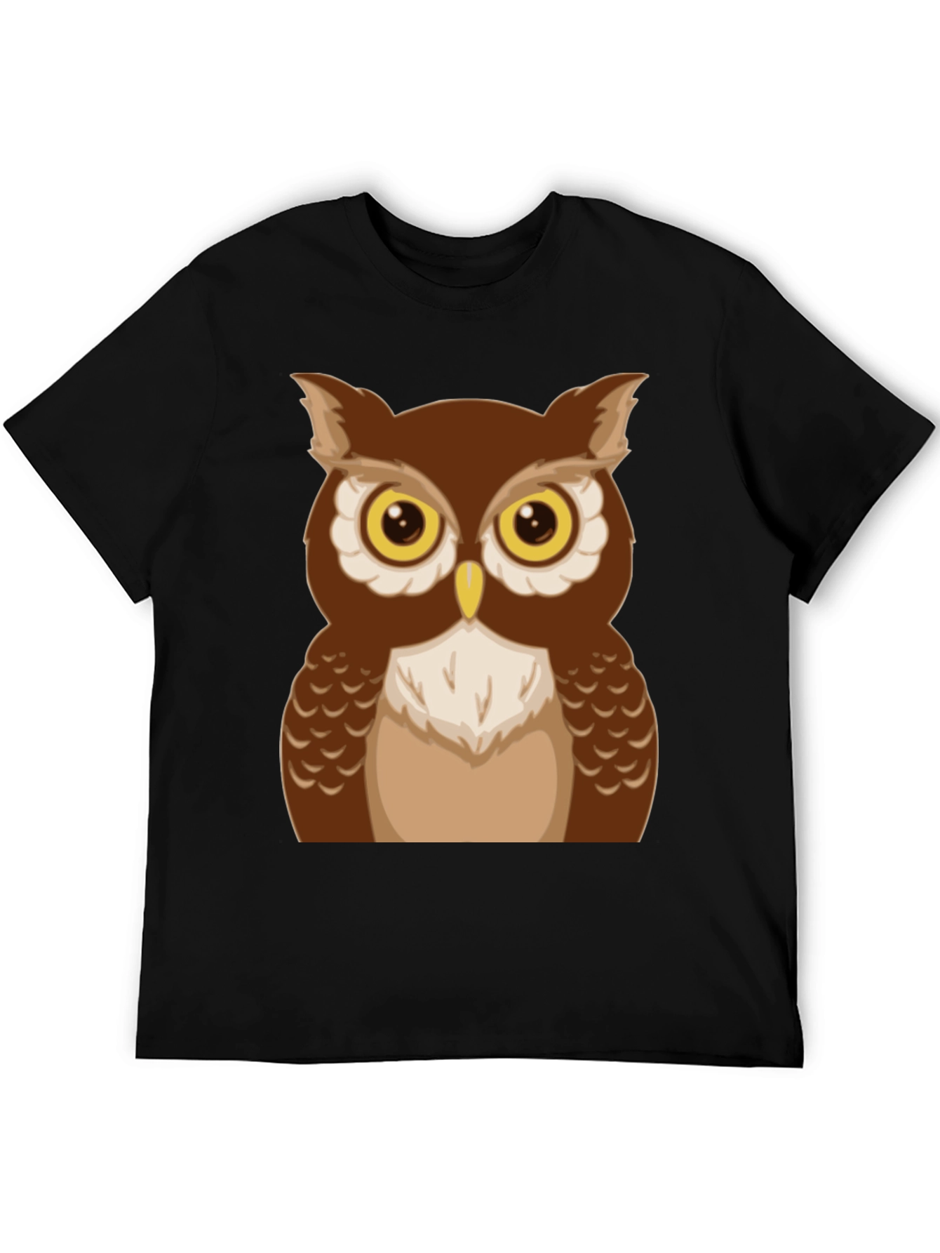 Owl Graphic Tee - Mens Black Cotton Shirt