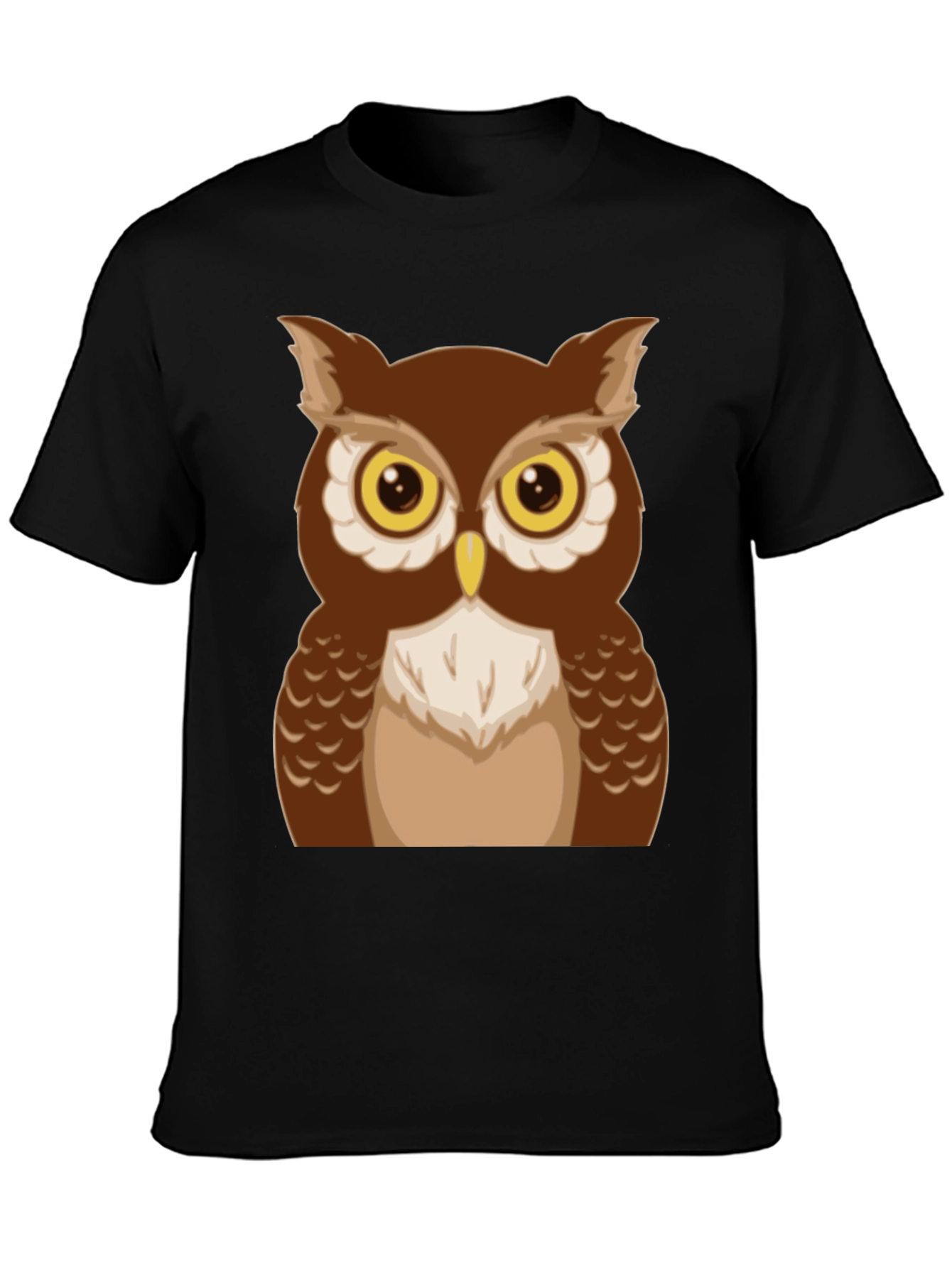 Owl Graphic Tee - Mens Black Cotton Shirt