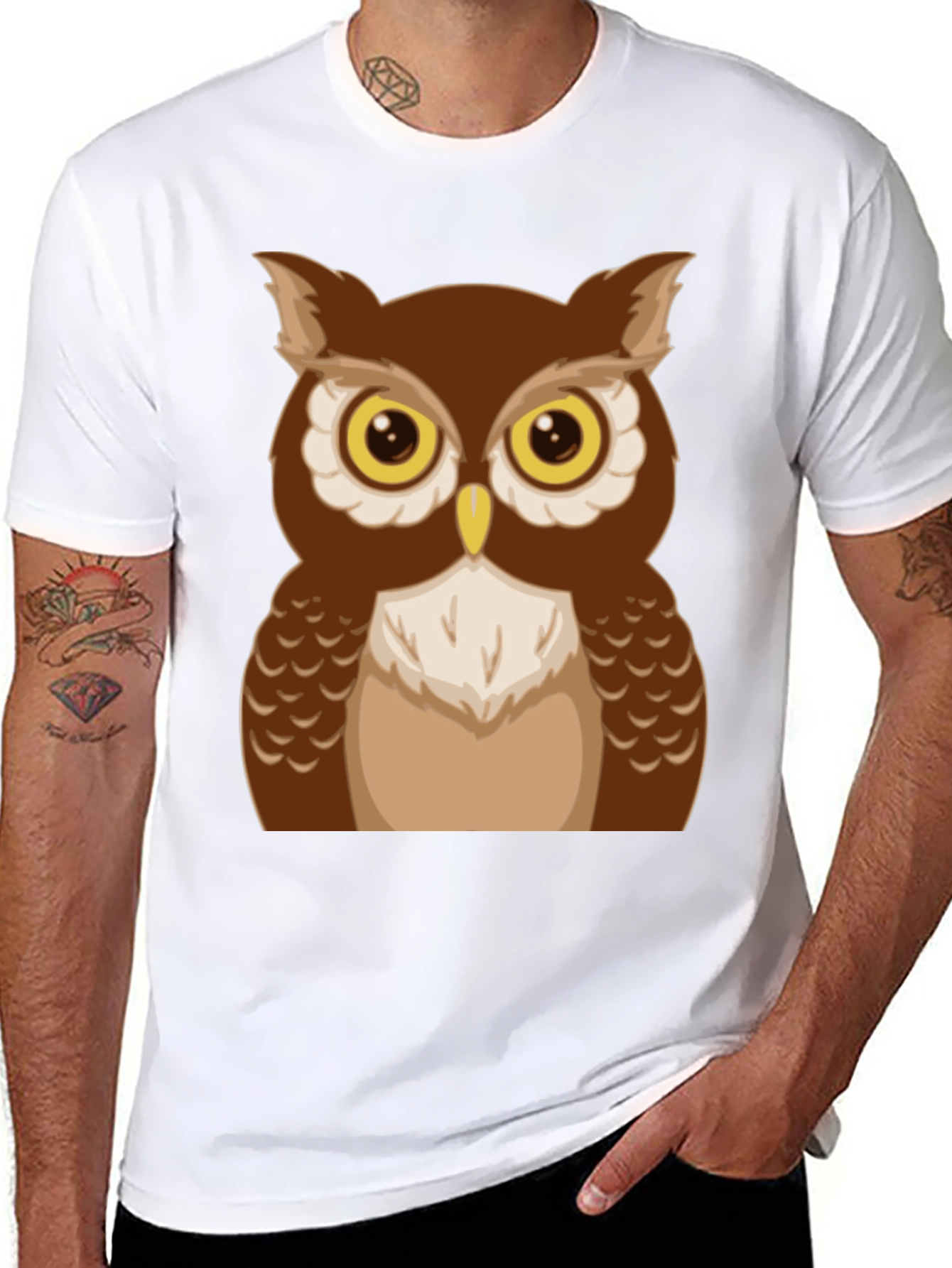 Owl Graphic Tee - Mens Black Cotton Shirt