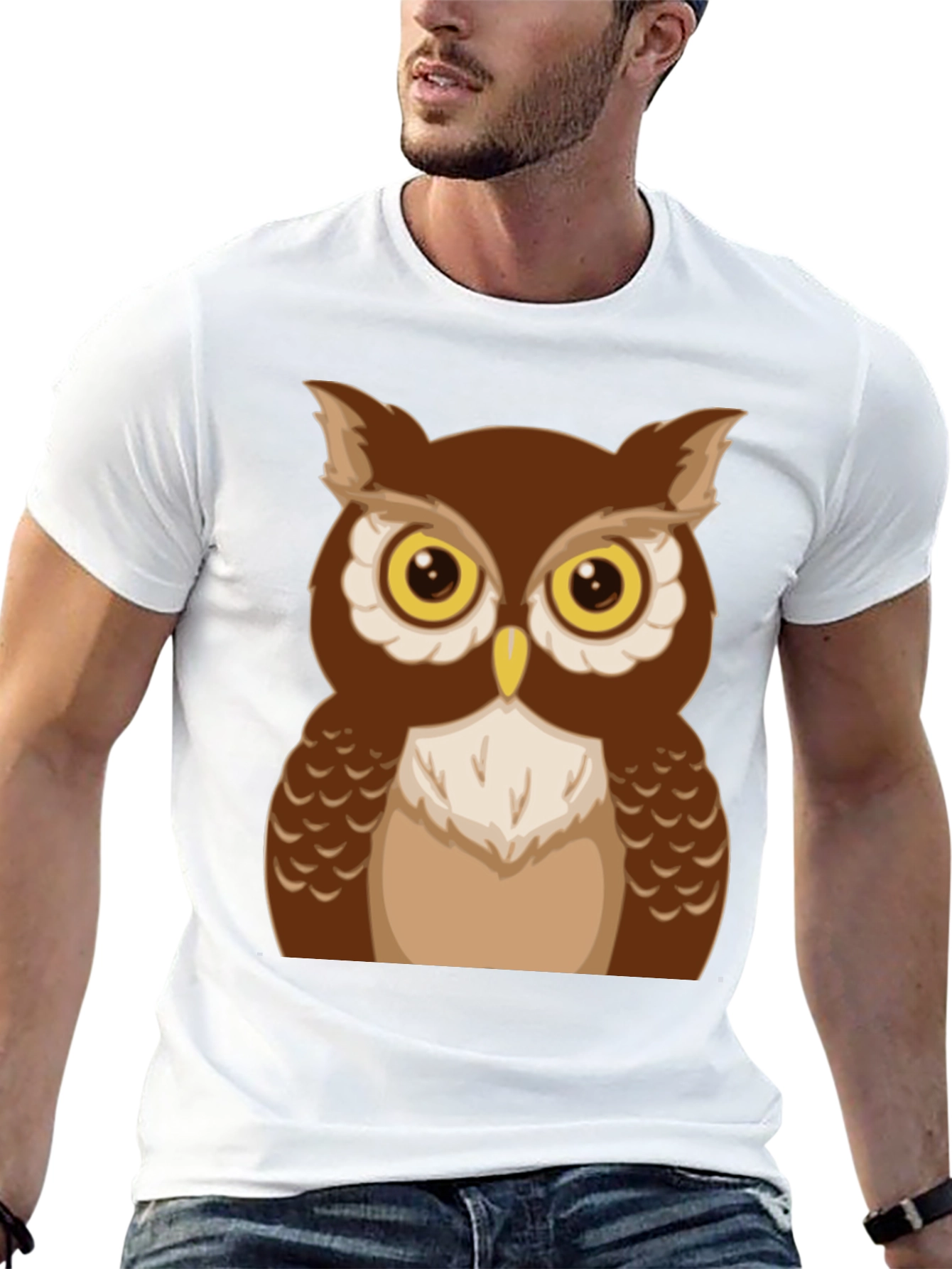 Owl Graphic Tee - Mens Black Cotton Shirt