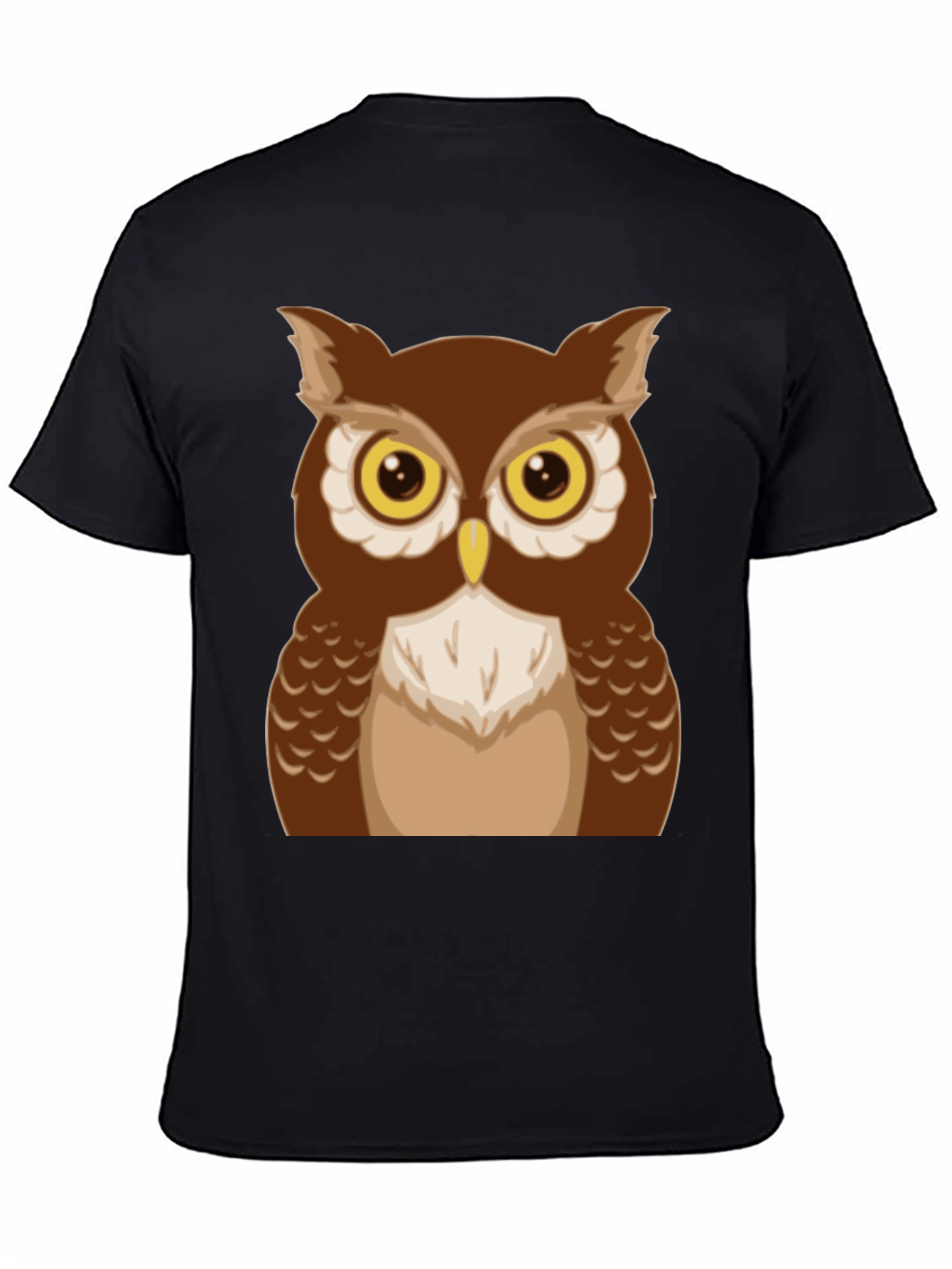 Owl Graphic Tee - Mens Black Cotton Shirt