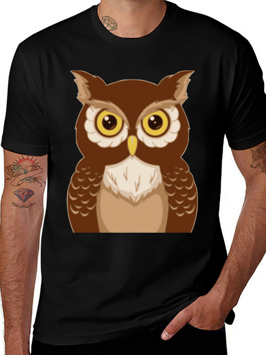 Owl Graphic Tee - Mens Black Cotton Shirt