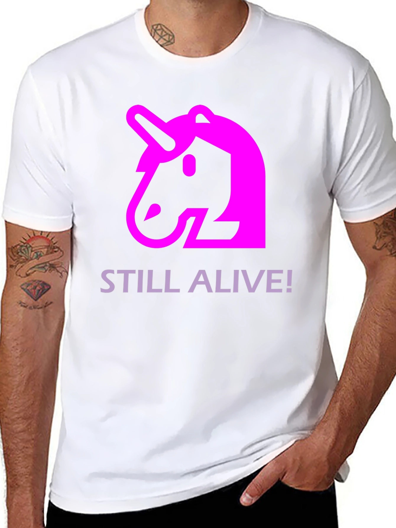 Unicorn Still Alive! Graphic Black T-Shirt