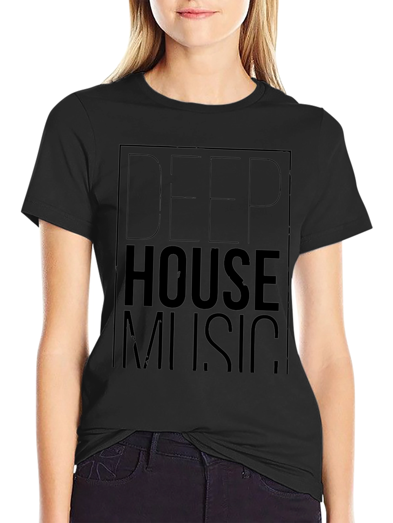Deep House Music Graphic Tee - Stylish Black T-Shirt