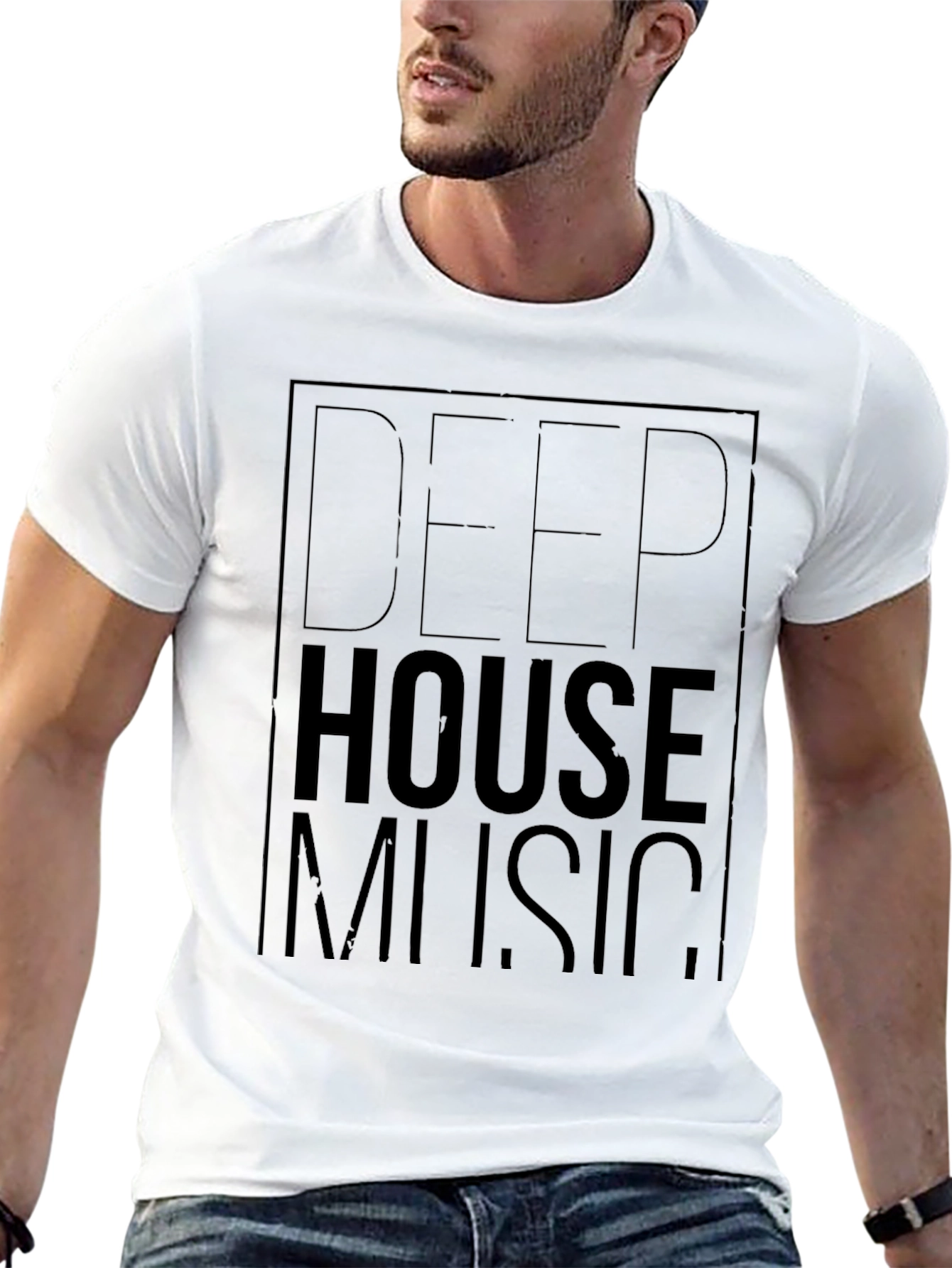 Deep House Music Graphic Tee - Stylish Black T-Shirt