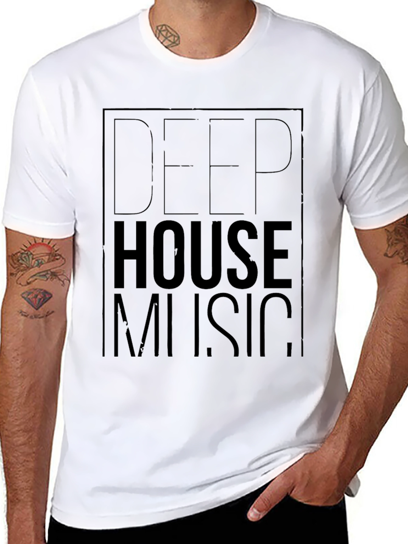 Deep House Music Graphic Tee - Stylish Black T-Shirt