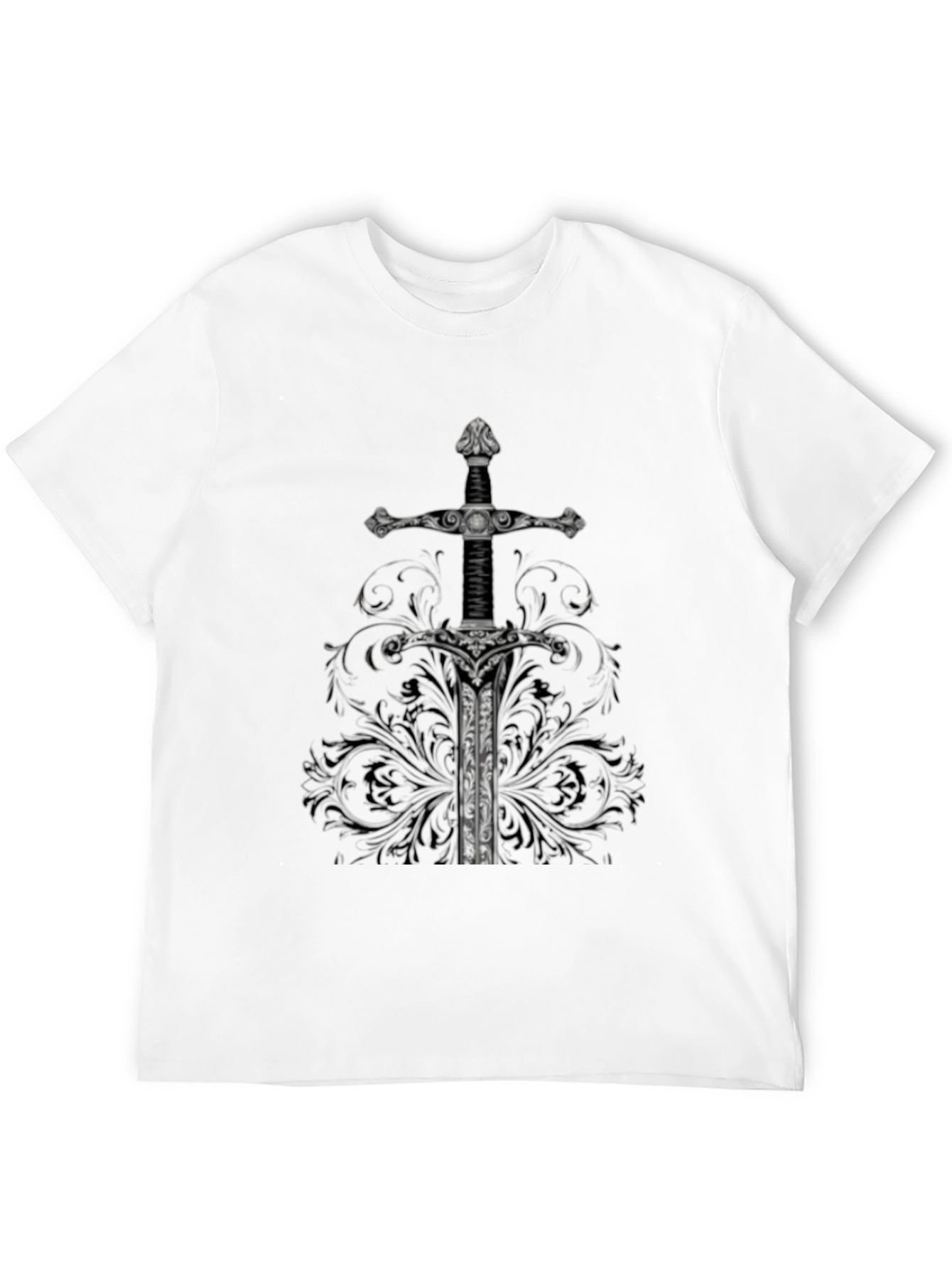 Sword Graphic Tee - Medieval Knight Black T-Shirt
