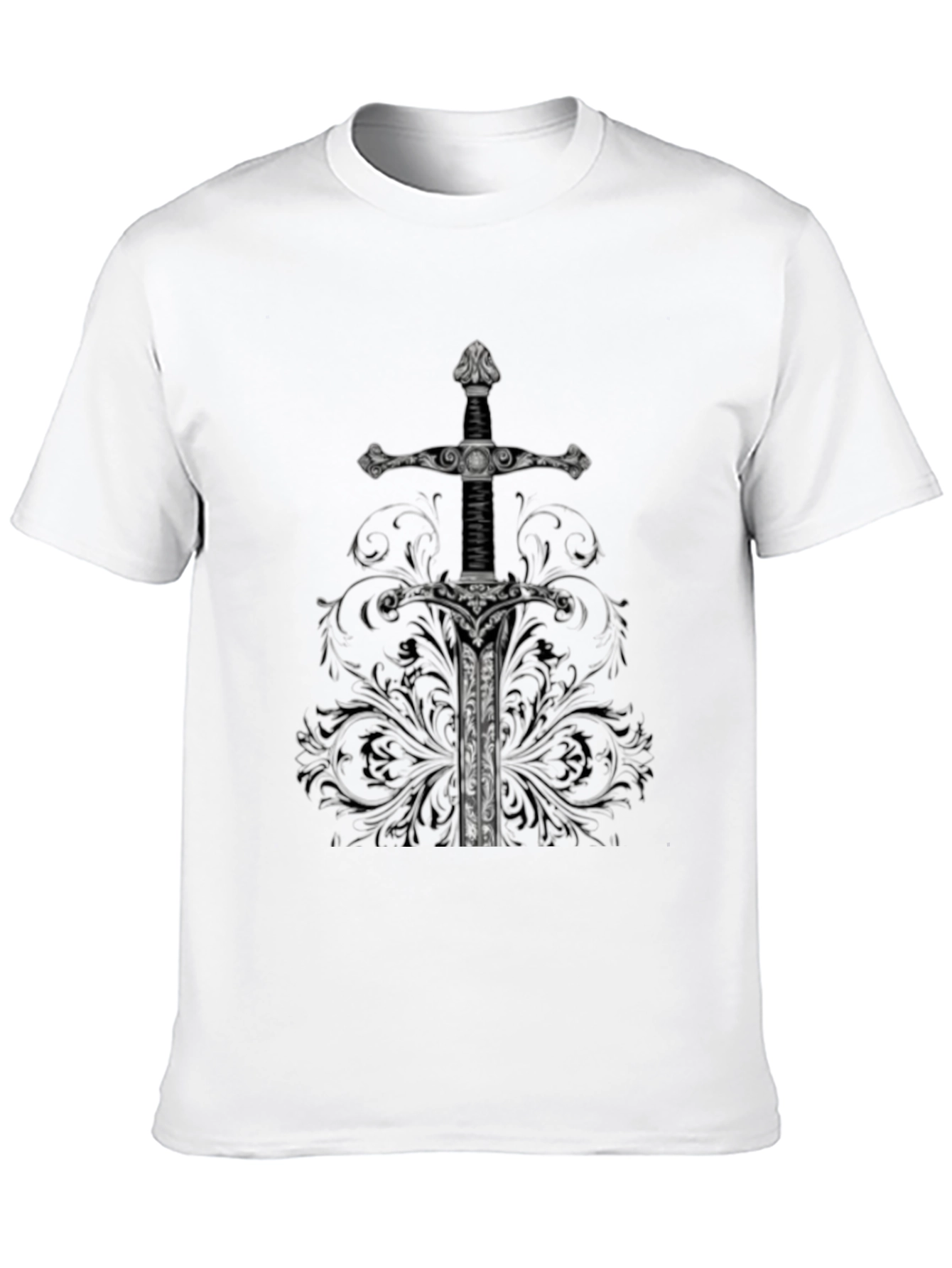 Sword Graphic Tee - Medieval Knight Black T-Shirt