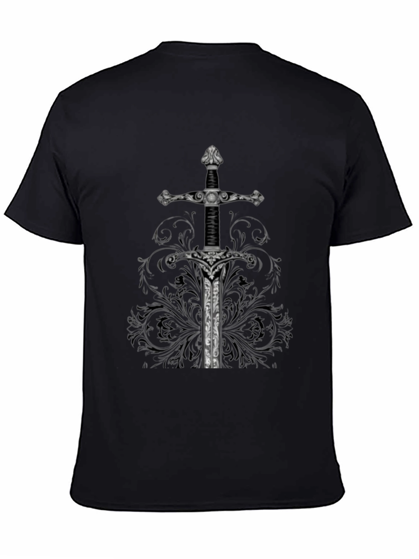 Sword Graphic Tee - Medieval Knight Black T-Shirt
