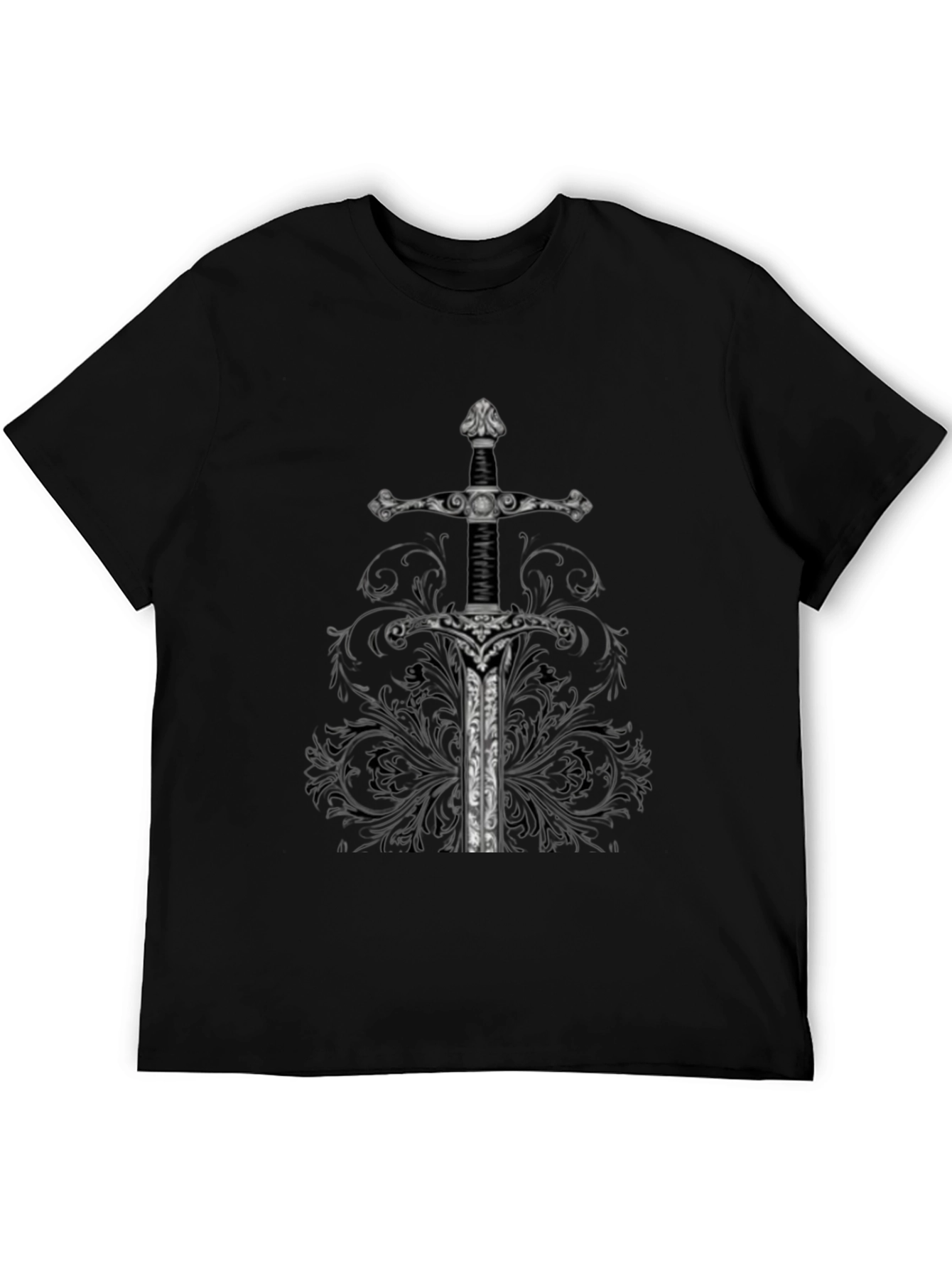 Sword Graphic Tee - Medieval Knight Black T-Shirt