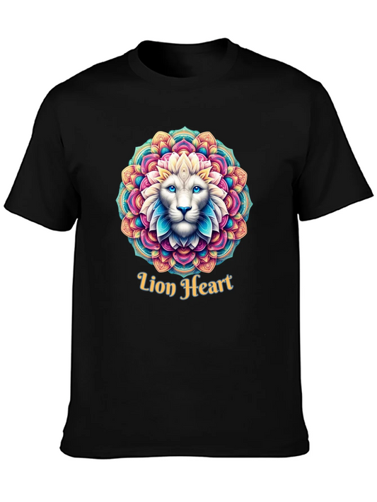 Lion Heart Mandala Graphic Tee - Black