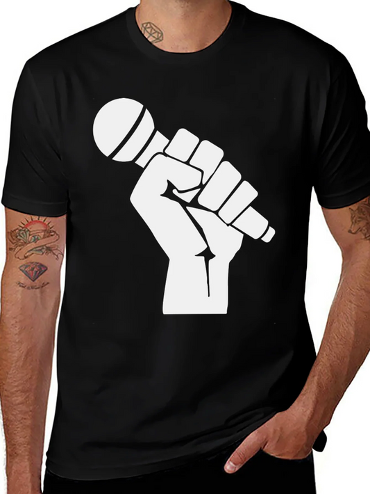 Mic Check T-Shirt - Black Cotton Graphic Tee