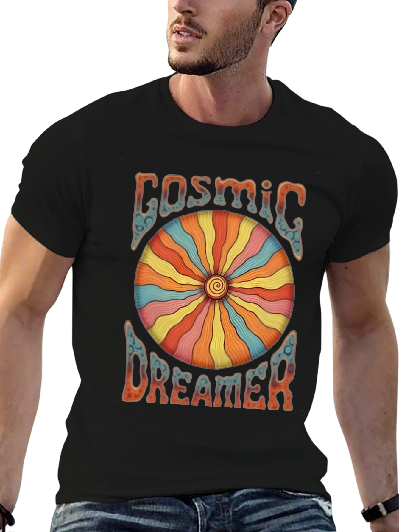 Cosmic Dreamer Graphic T-Shirt - Retro Style