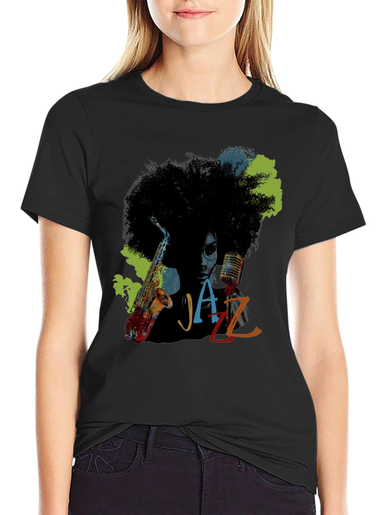 Jazz Saxophone Graphic Tee - Afro Music T-Shirt