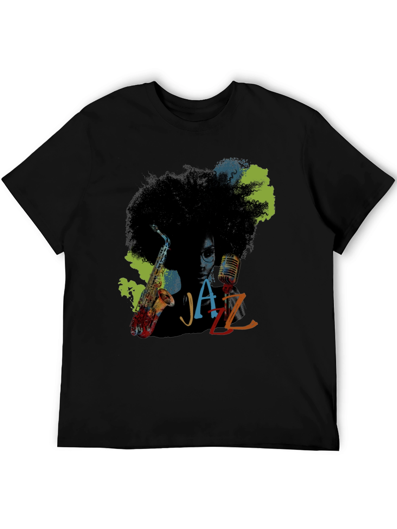 Jazz Saxophone Graphic Tee - Afro Music T-Shirt