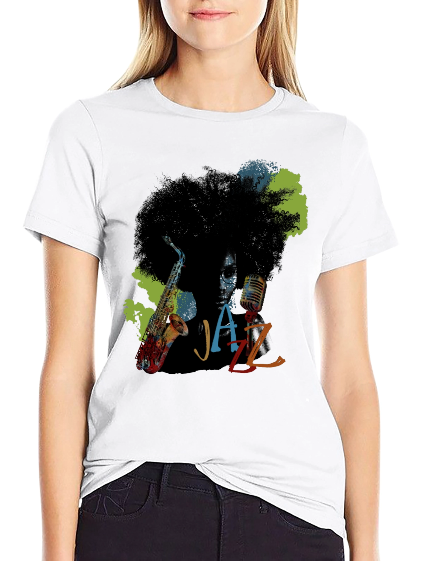 Jazz Saxophone Graphic Tee - Afro Music T-Shirt