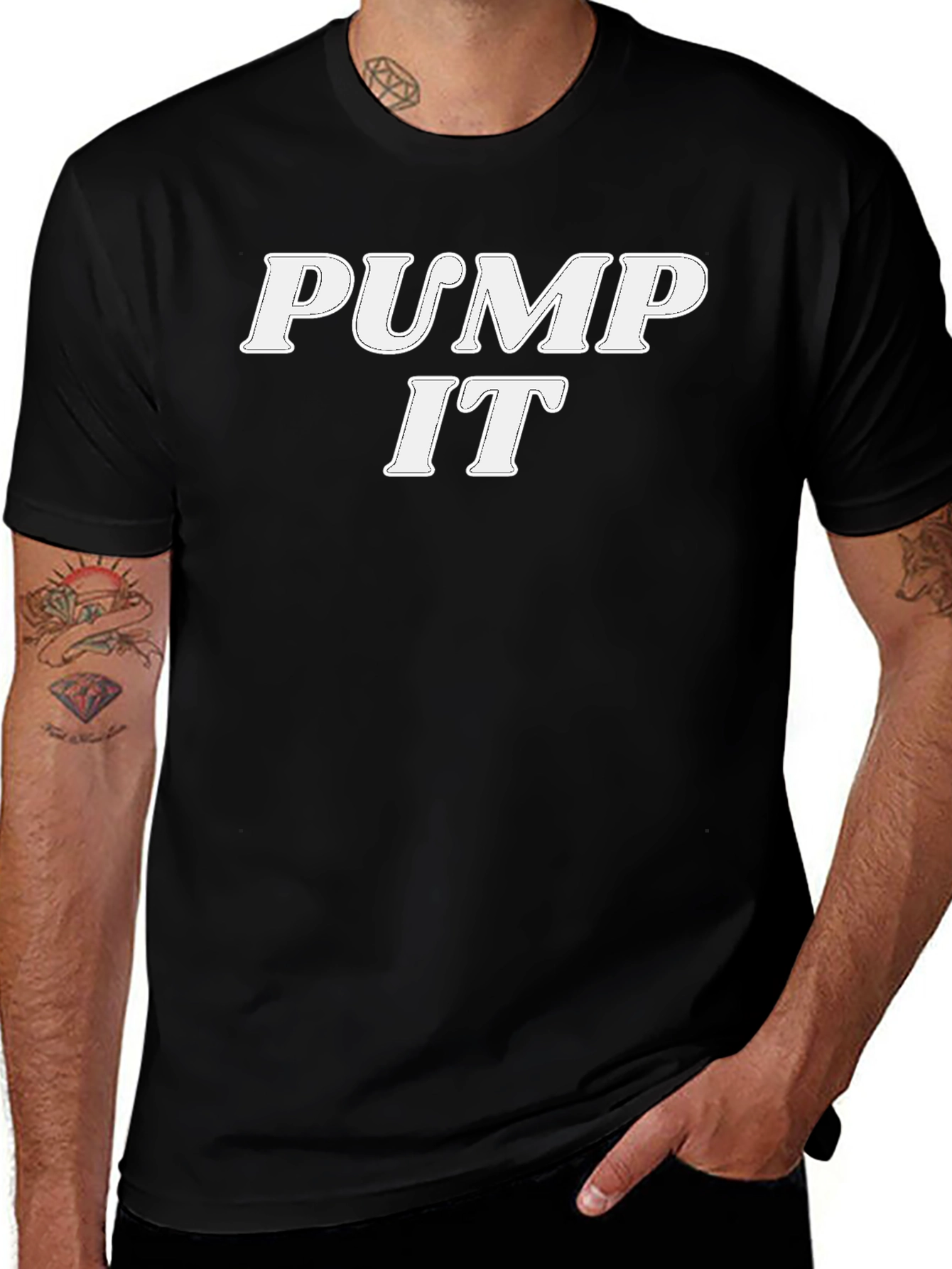 Pump It Text Graphic Black T-Shirt