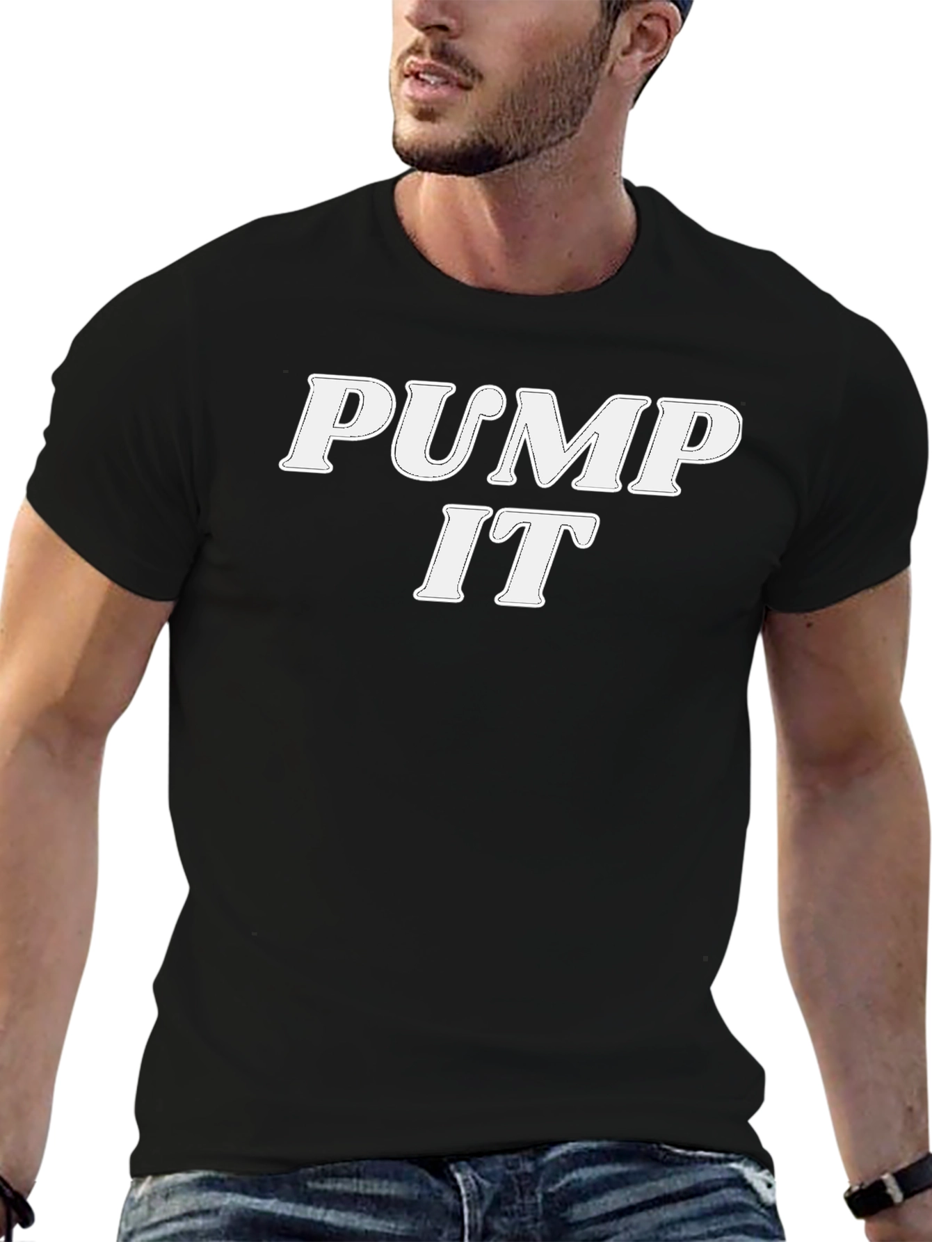 Pump It Text Graphic Black T-Shirt