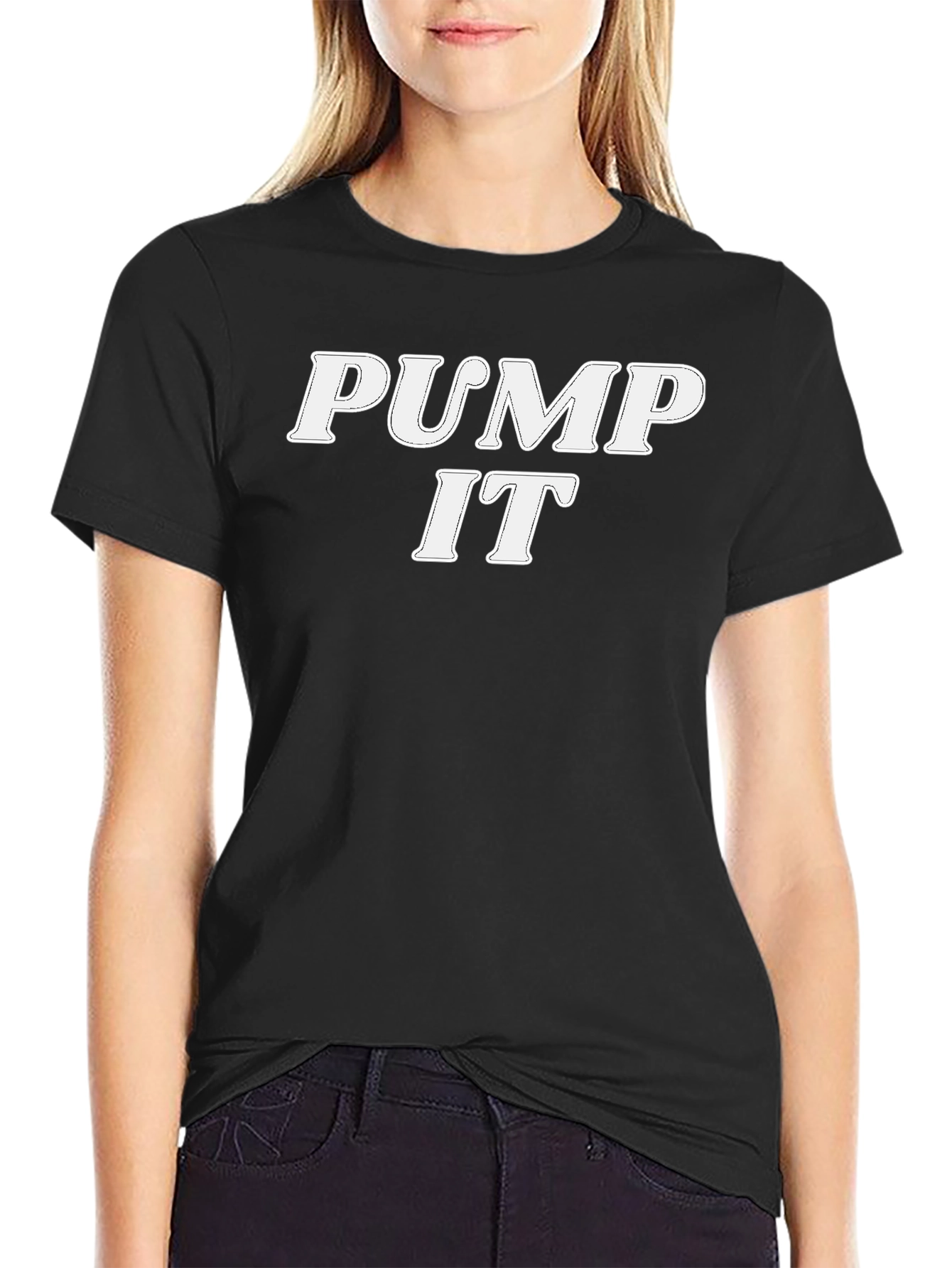 Pump It Text Graphic Black T-Shirt