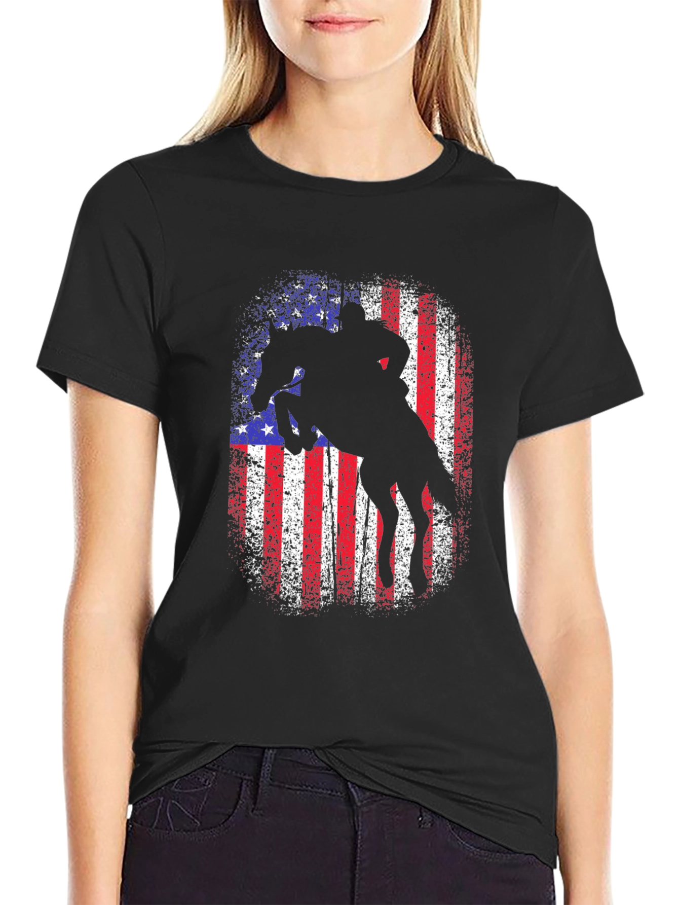 American Rodeo T-Shirt - Patriotic Rider Design
