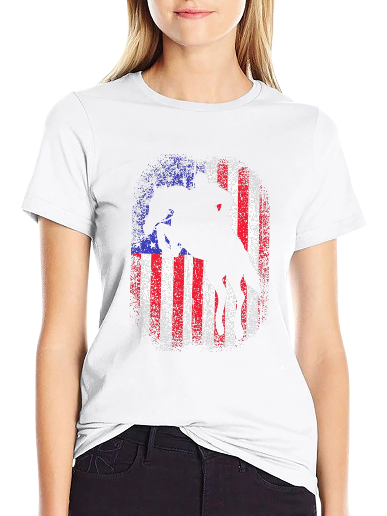 American Rodeo T-Shirt - Patriotic Rider Design