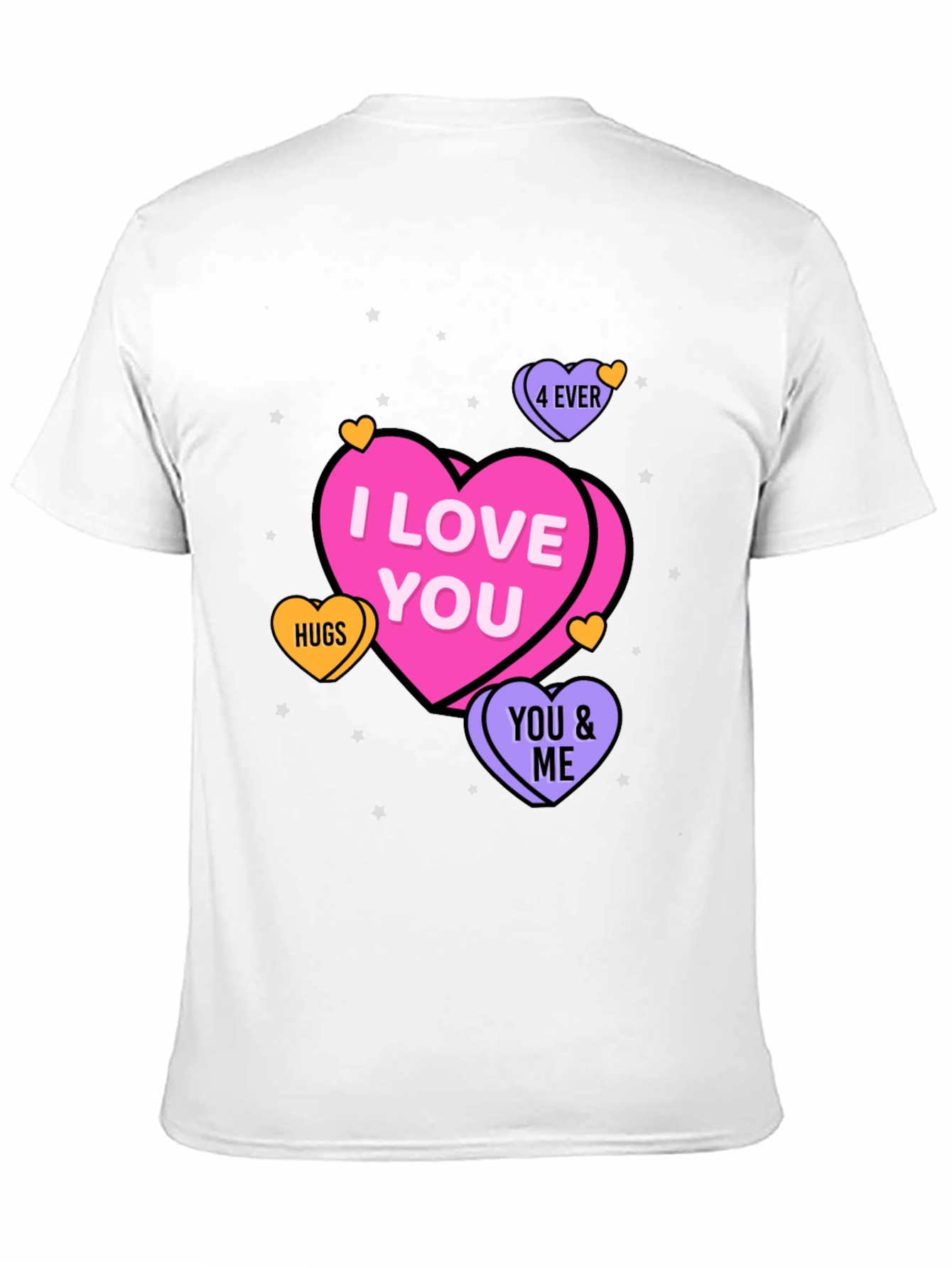 I Love You Hearts Graphic Print Black T-Shirt