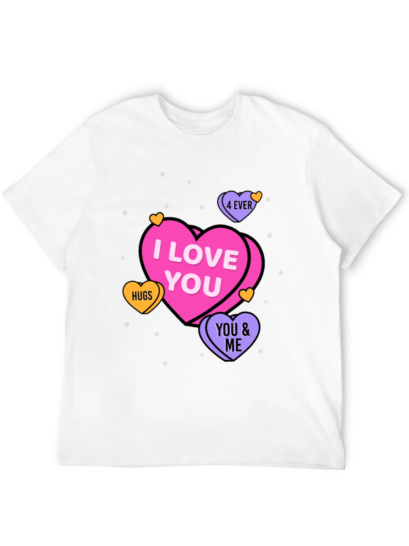 I Love You Hearts Graphic Print Black T-Shirt