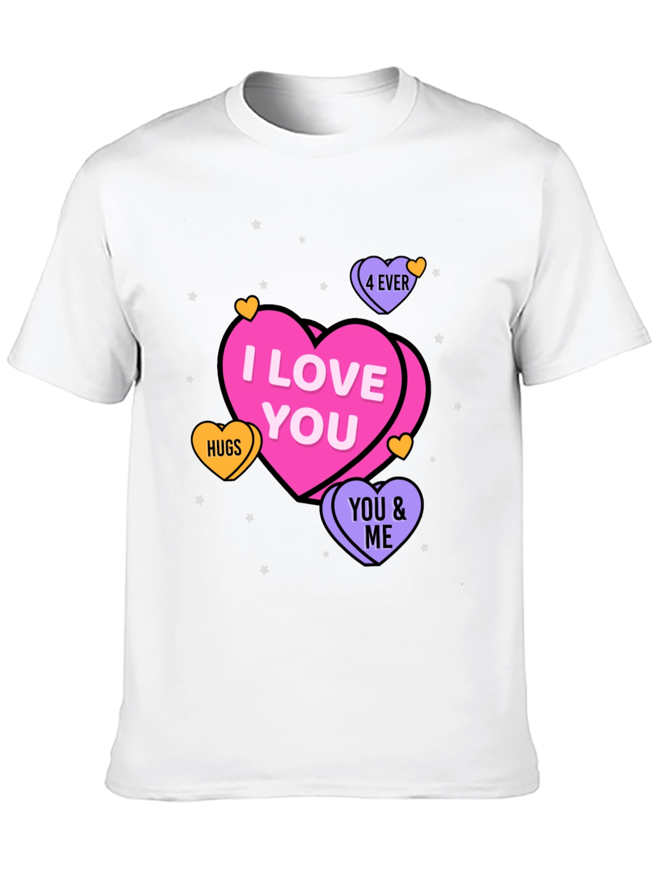 I Love You Hearts Graphic Print Black T-Shirt