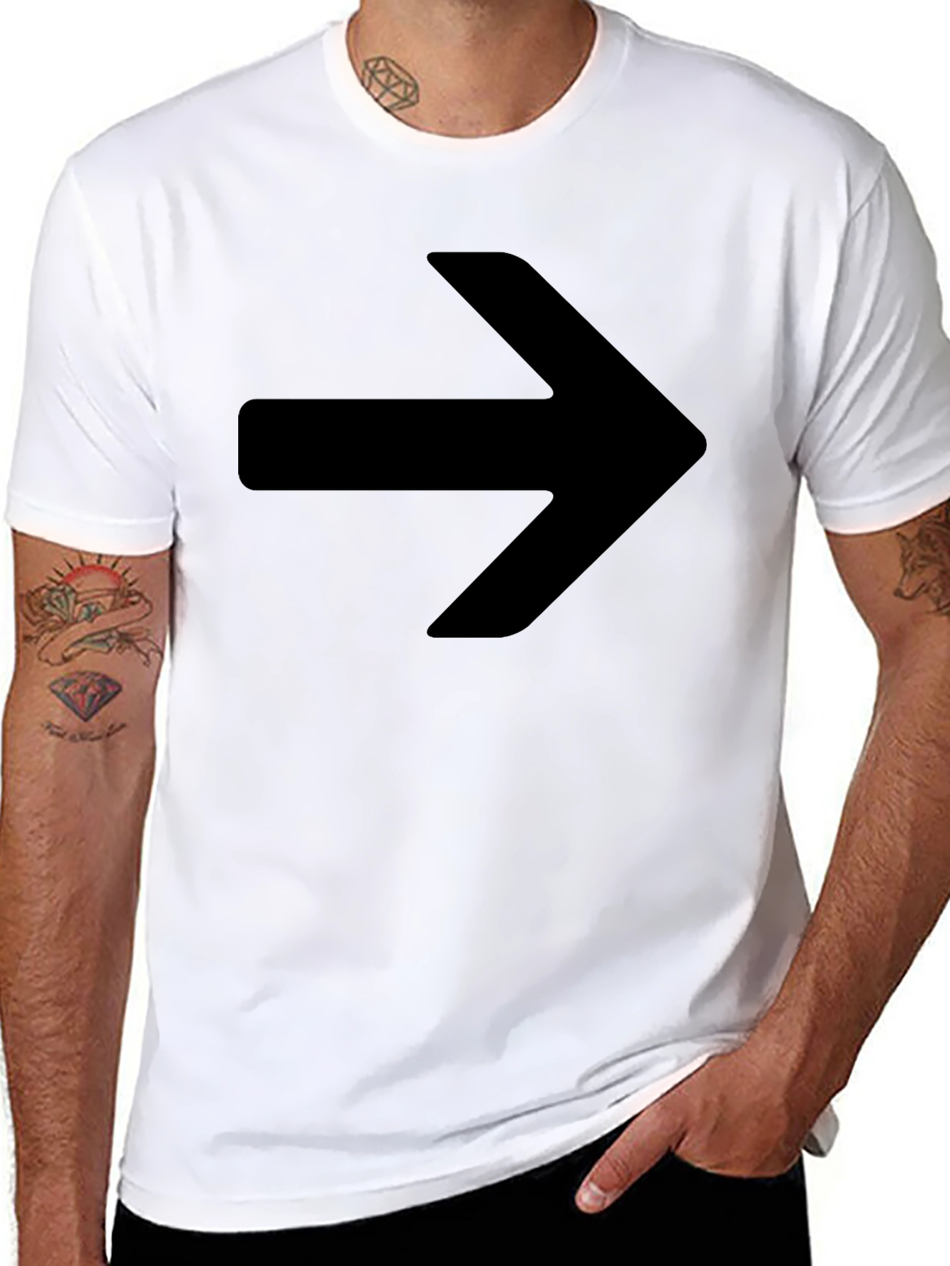 Right Arrow Graphic Tee - Black Cotton Blend