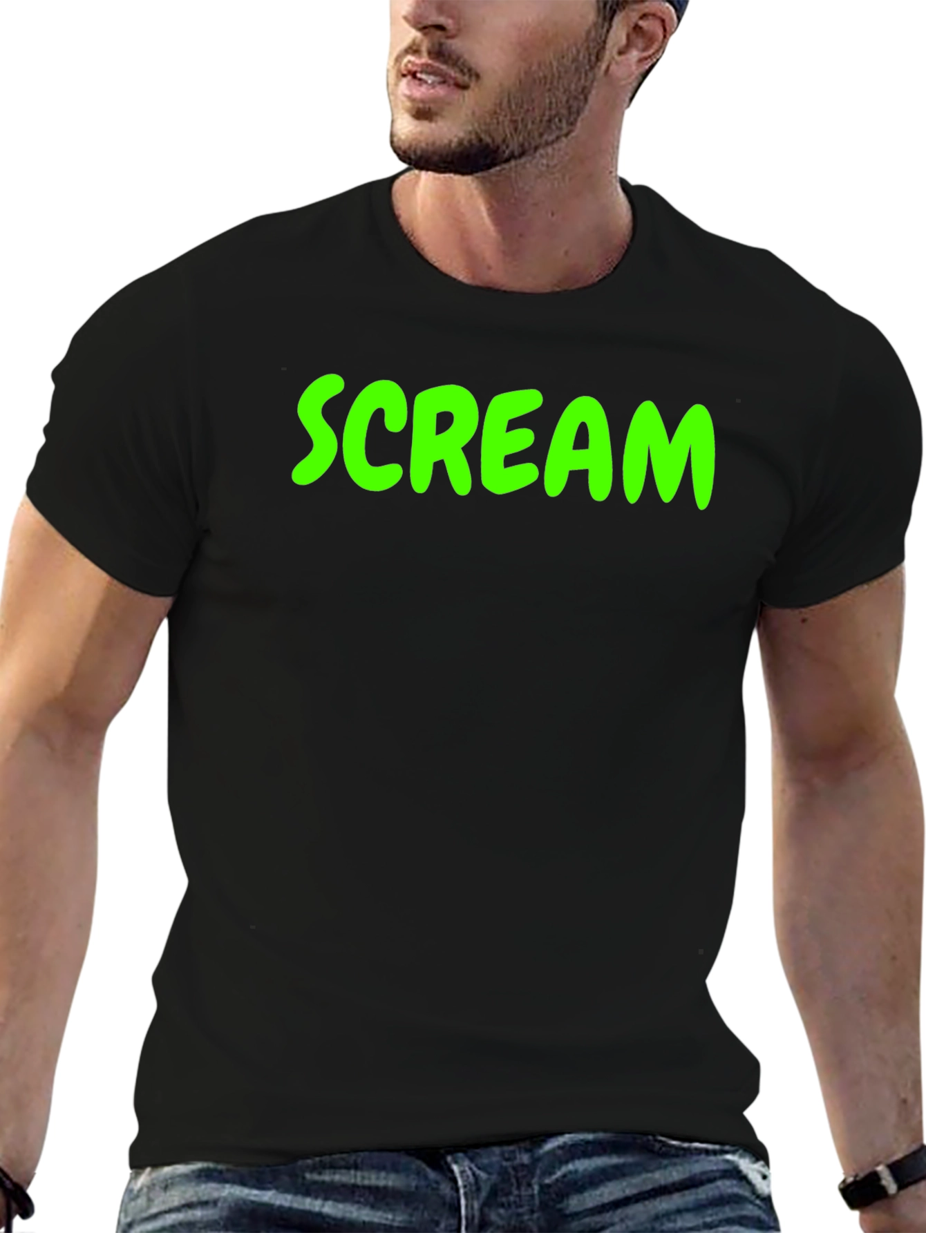 Scream Graphic Tee - Black Cotton Blend T-Shirt