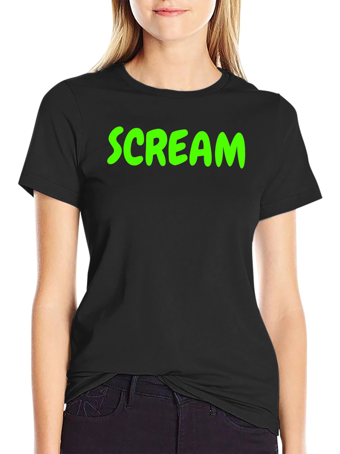 Scream Graphic Tee - Black Cotton Blend T-Shirt