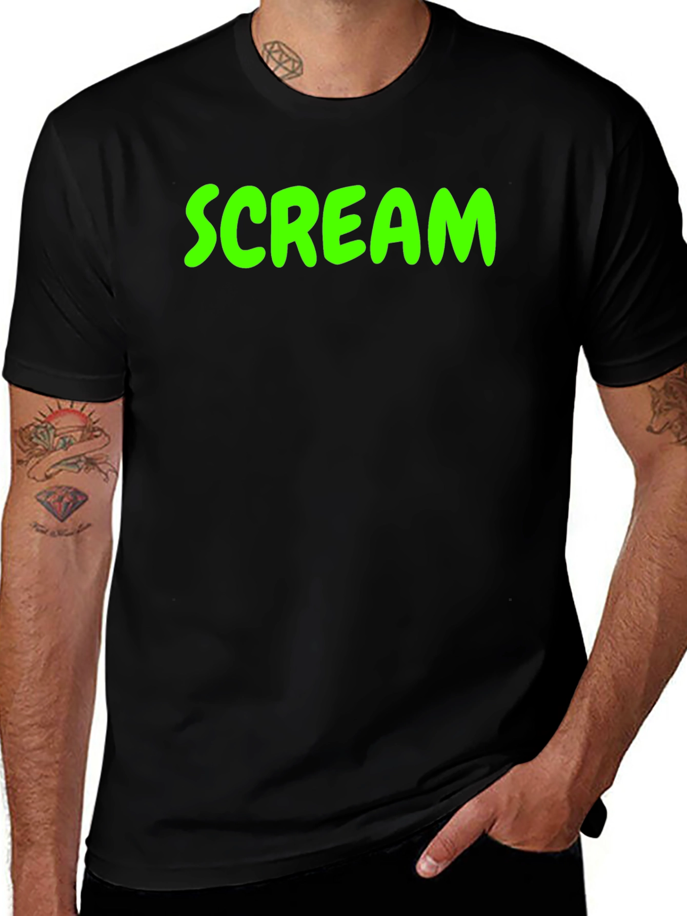 Scream Graphic Tee - Black Cotton Blend T-Shirt