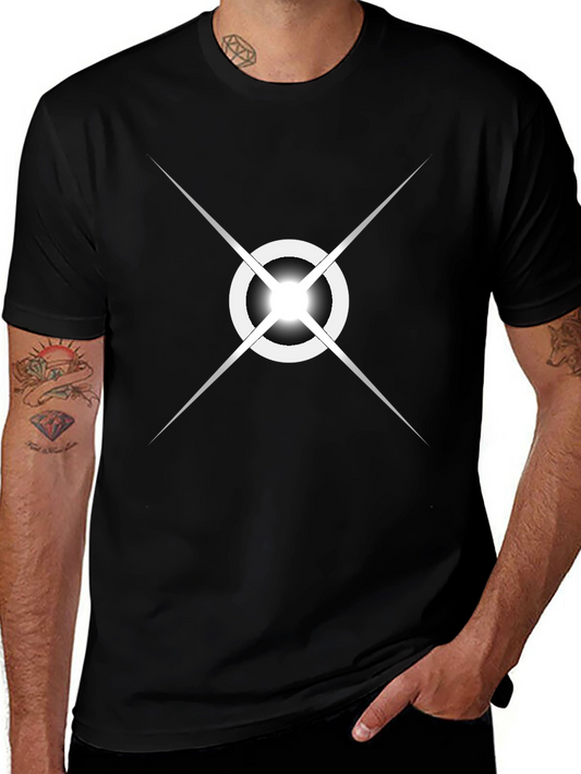 Stylish Black Tee with Geometric Starburst Design