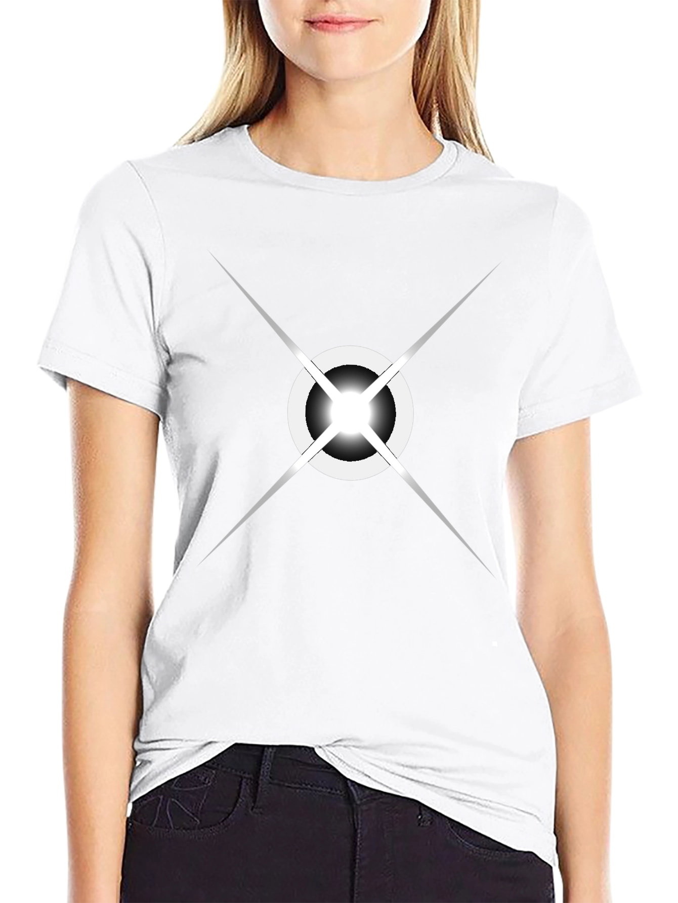 Stylish Black Tee with Geometric Starburst Design
