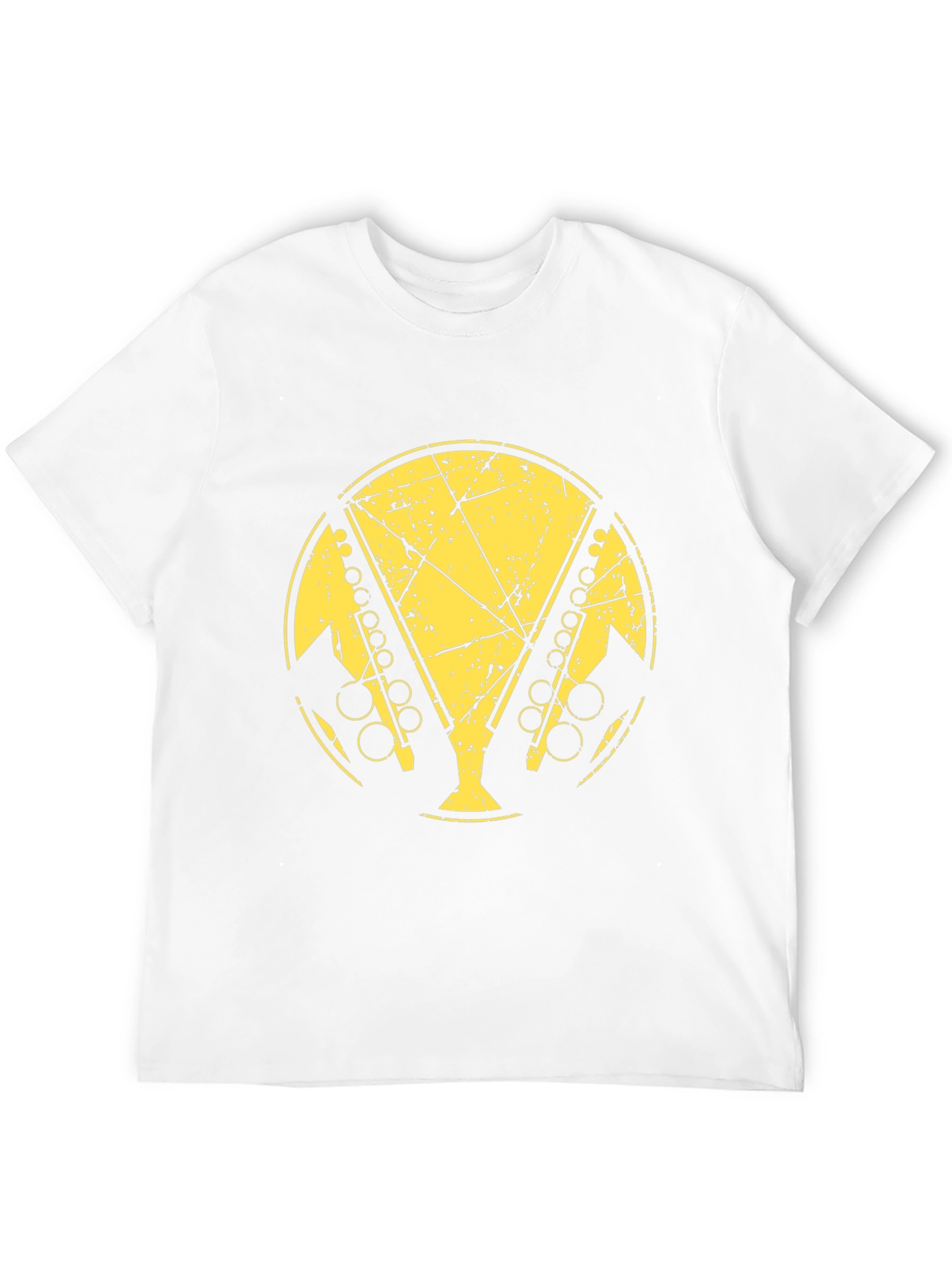 Black T-Shirt with Distressed Saxophone Graphic