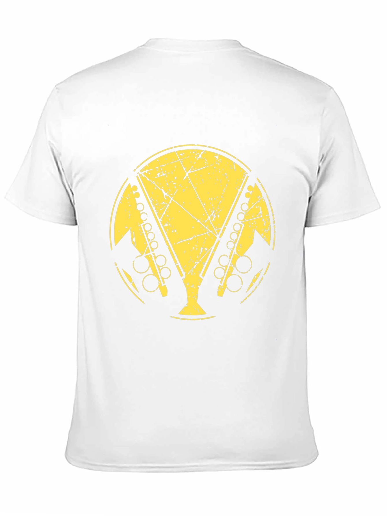 Black T-Shirt with Distressed Saxophone Graphic