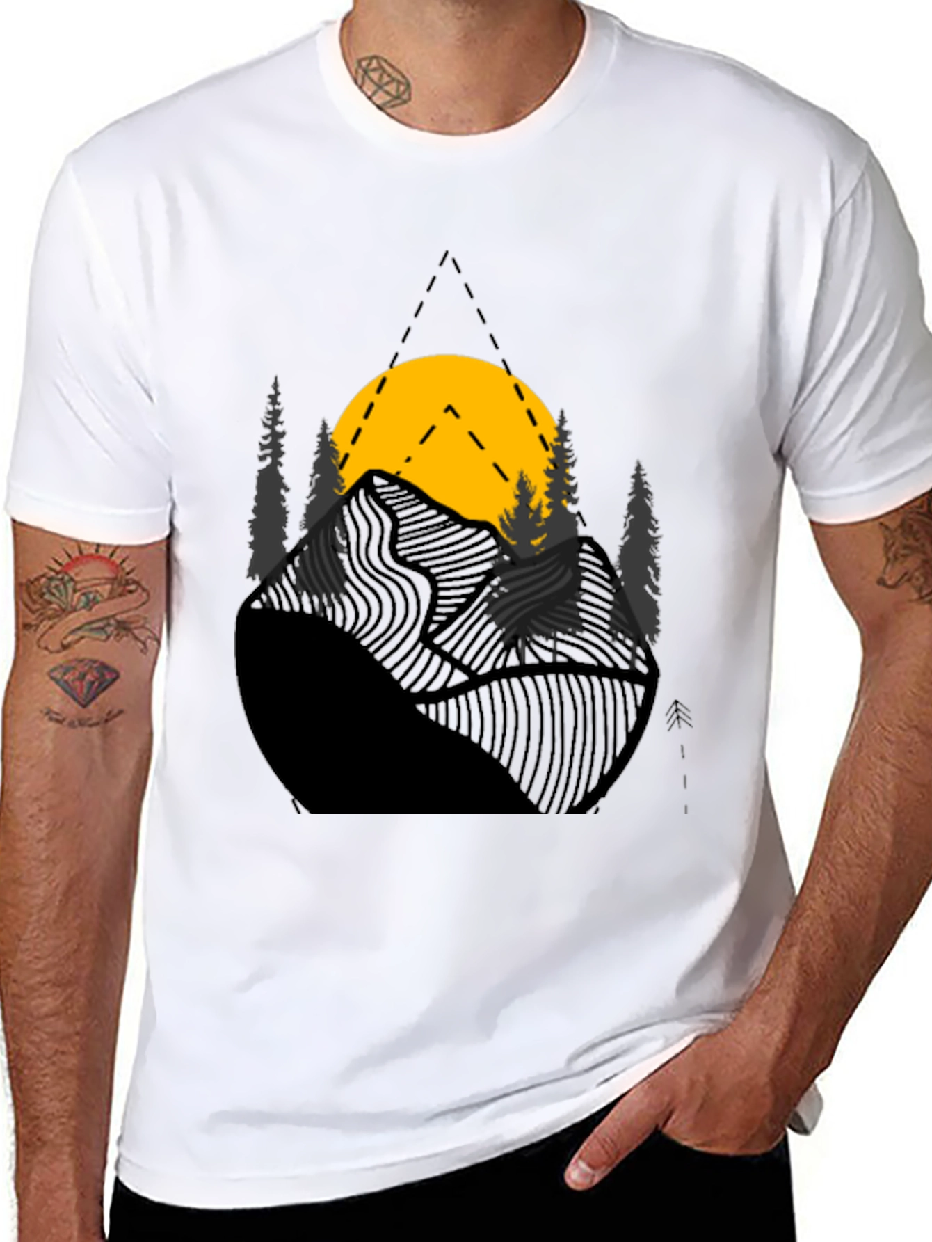 Mountain Sunset Graphic Tee - Black Cotton Blend