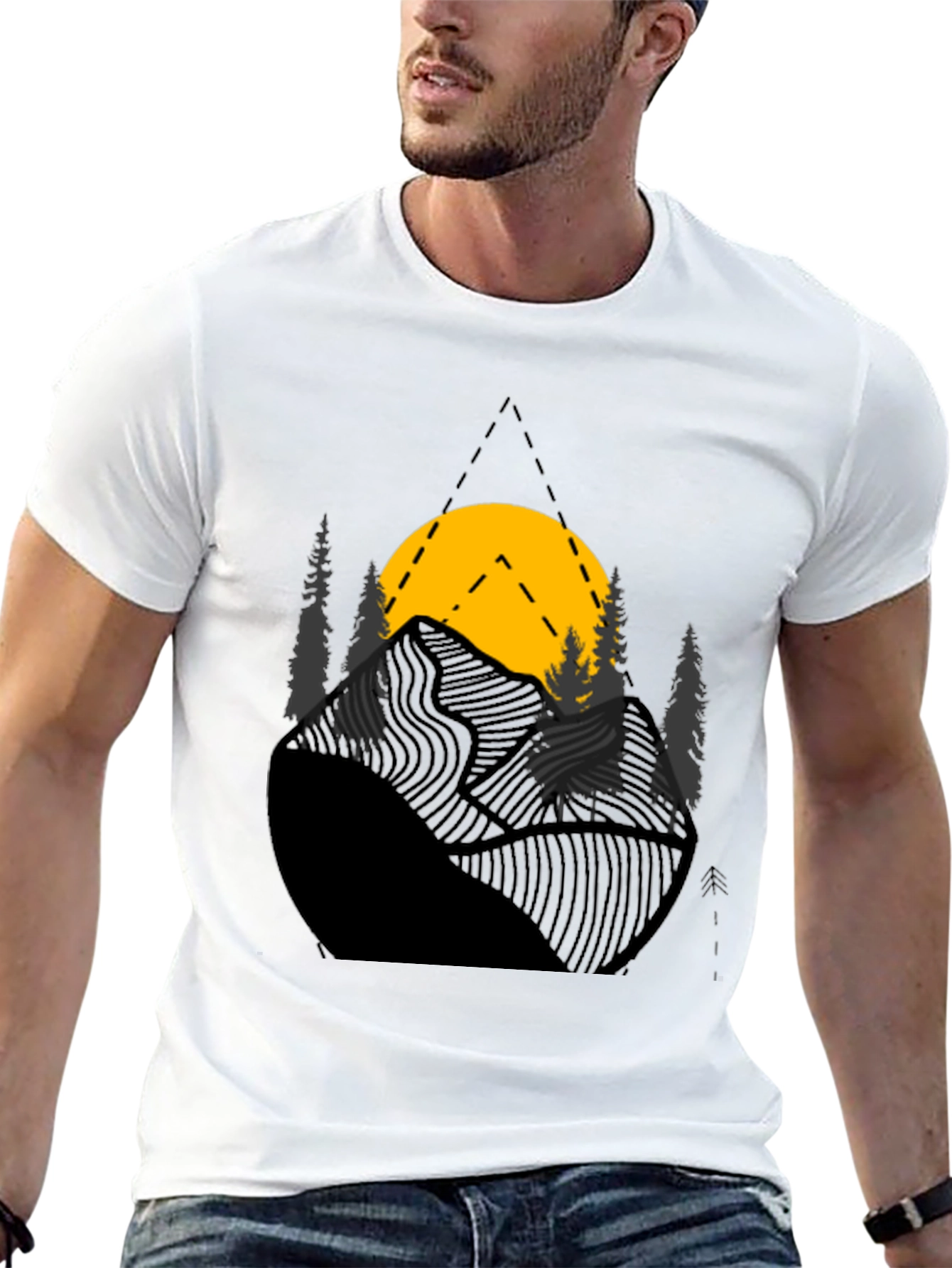 Mountain Sunset Graphic Tee - Black Cotton Blend
