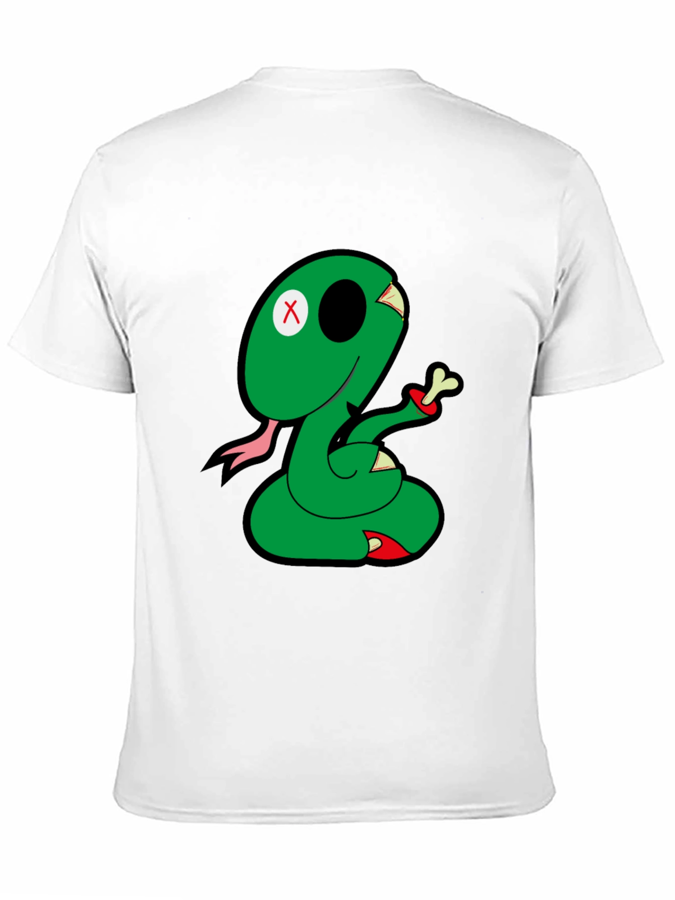 Cartoon Snake Graphic Tee - Black Casual T-Shirt