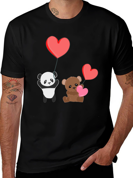 Cute Panda & Teddy Bear Valentines T-Shirt