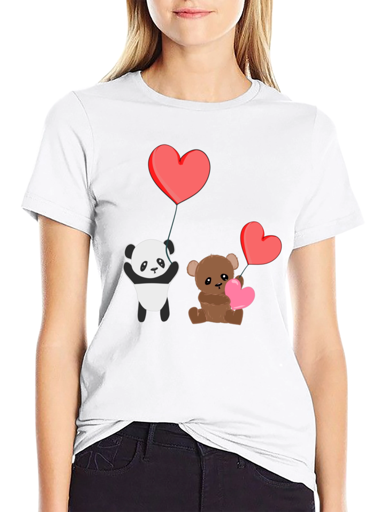 Cute Panda & Teddy Bear Valentines T-Shirt