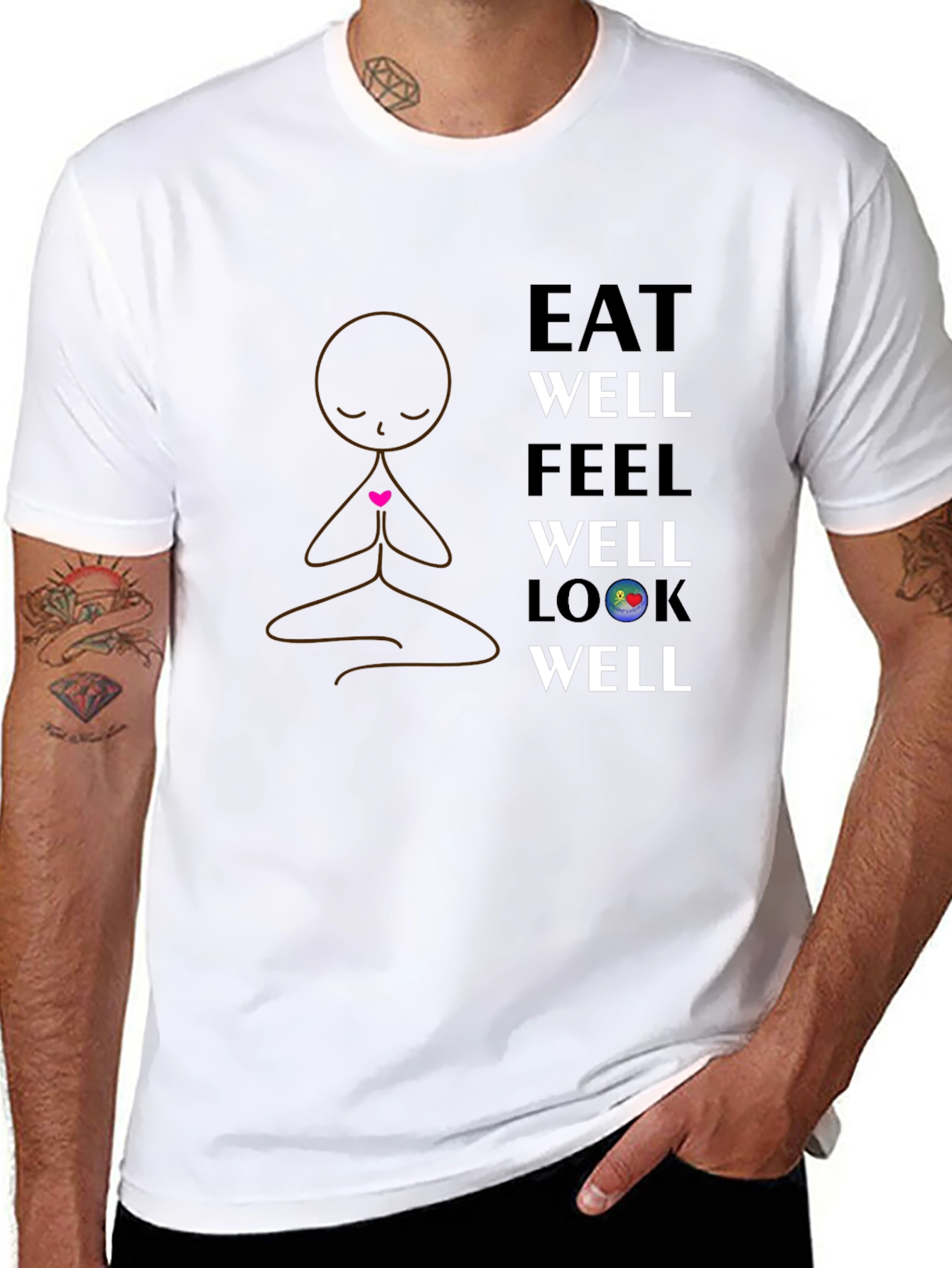 Eat Well Feel Well Look Well T-Shirt - Black