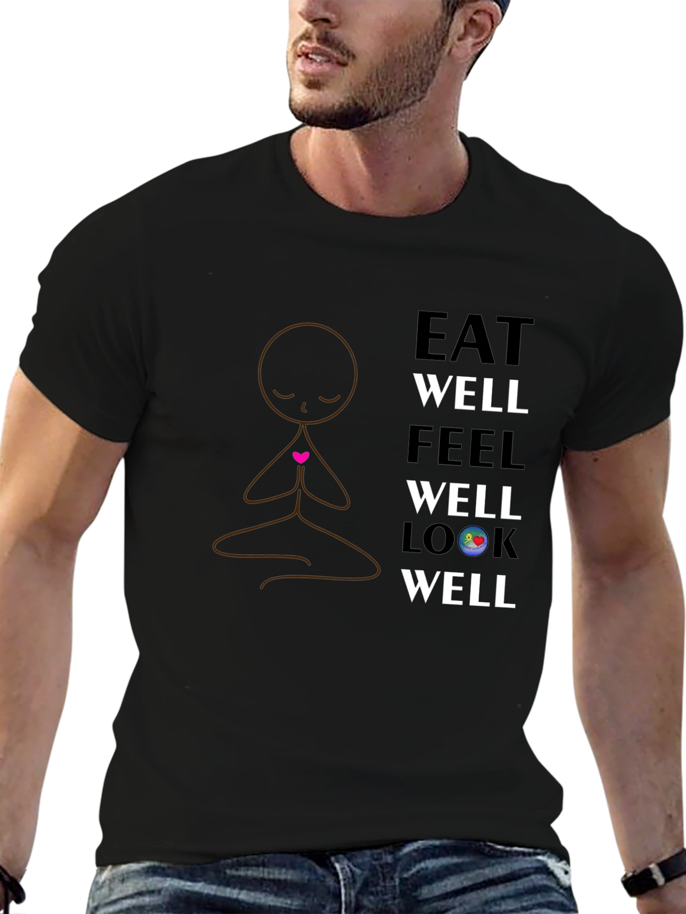 Eat Well Feel Well Look Well T-Shirt - Black