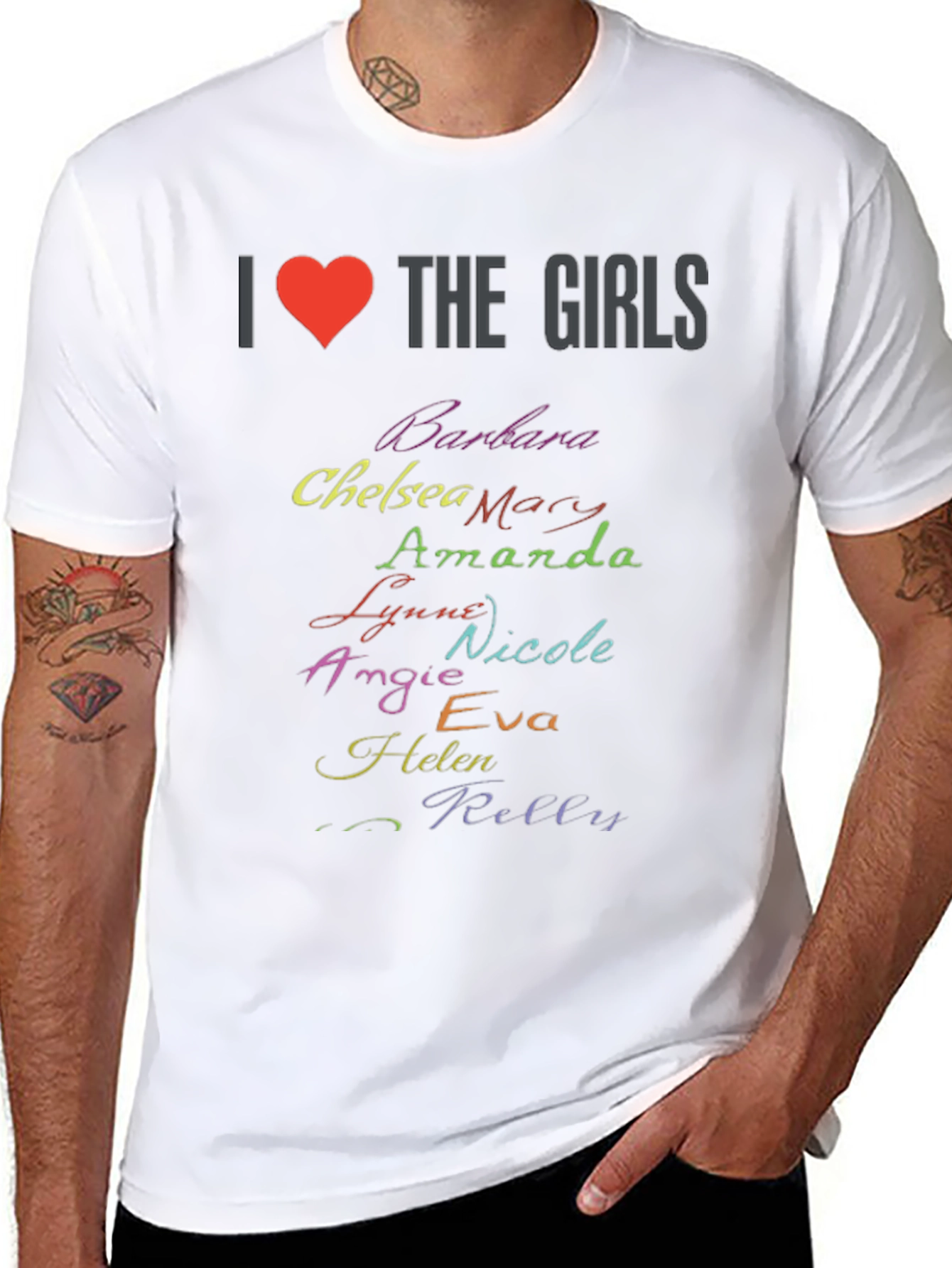 I Heart The Girls T-Shirt - Personalized Names Tee